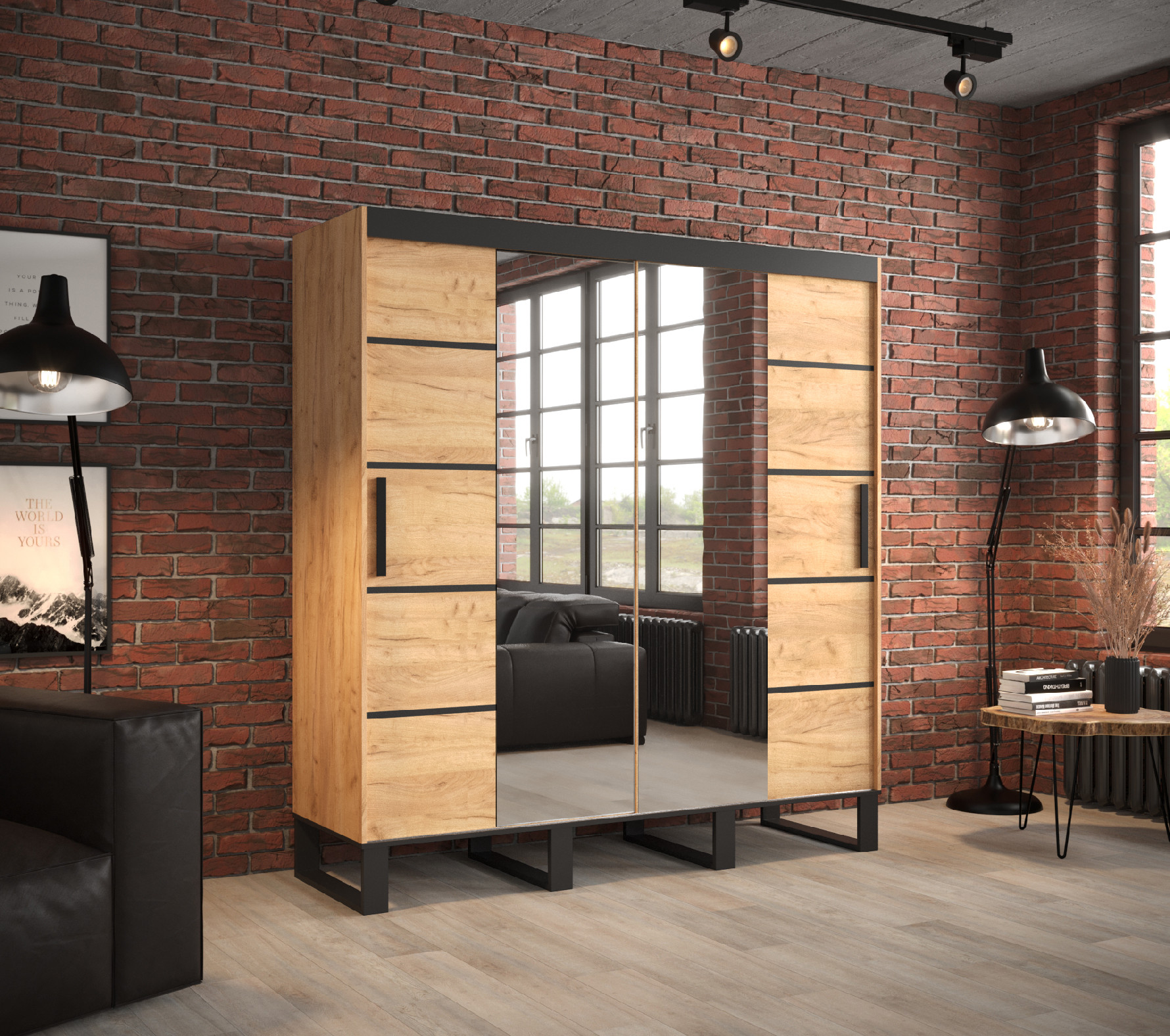 Šatní skříň Abi Loft V4 Barva korpusu: Dub - Craft zlatý