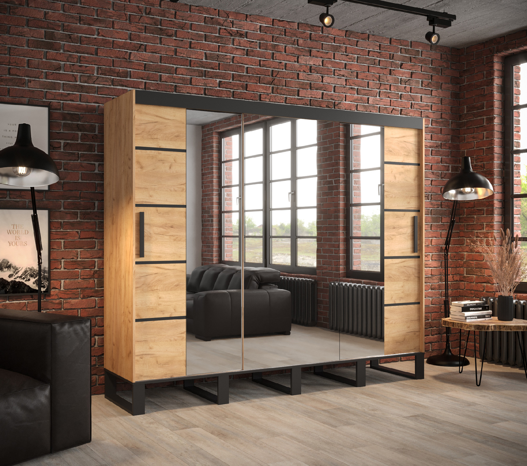 Šatní skříň Abi Loft V4 Barva korpusu: Dub - Craft zlatý