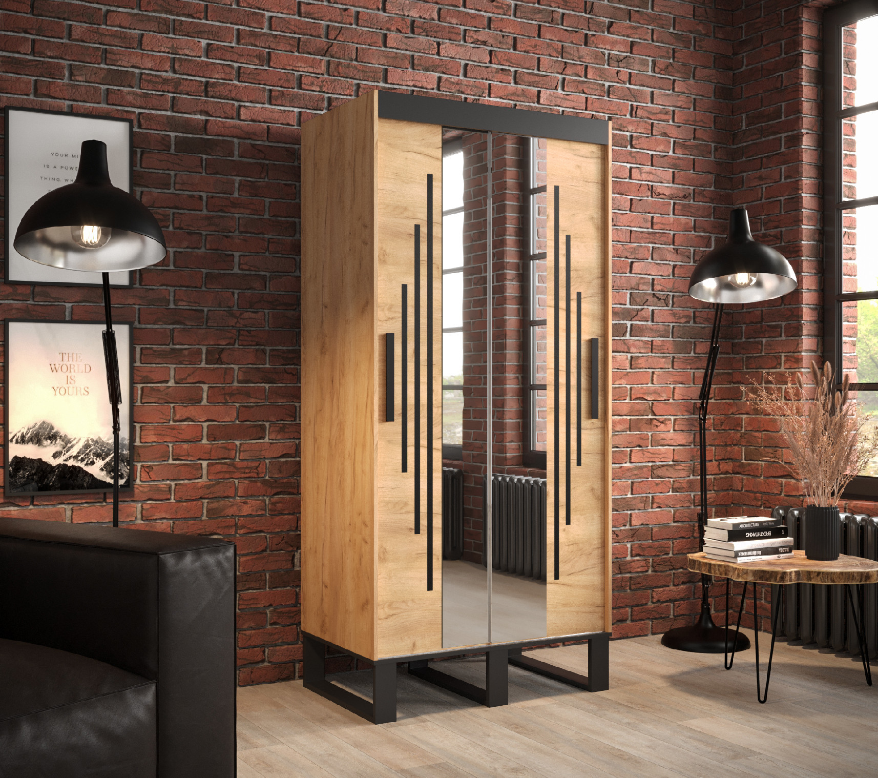Šatní skříň Abi Loft Y1 Barva korpusu: Dub - Craft zlatý