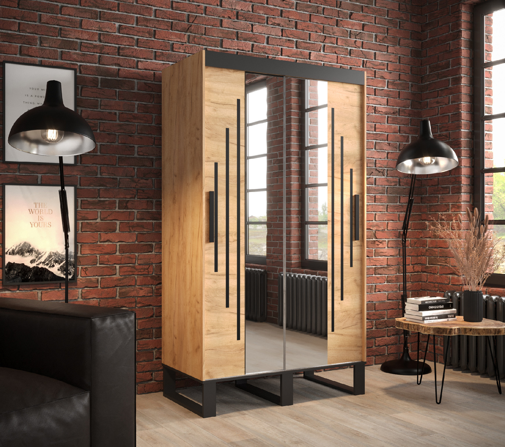 Šatní skříň Abi Loft Y1 Barva korpusu: Dub - Craft zlatý