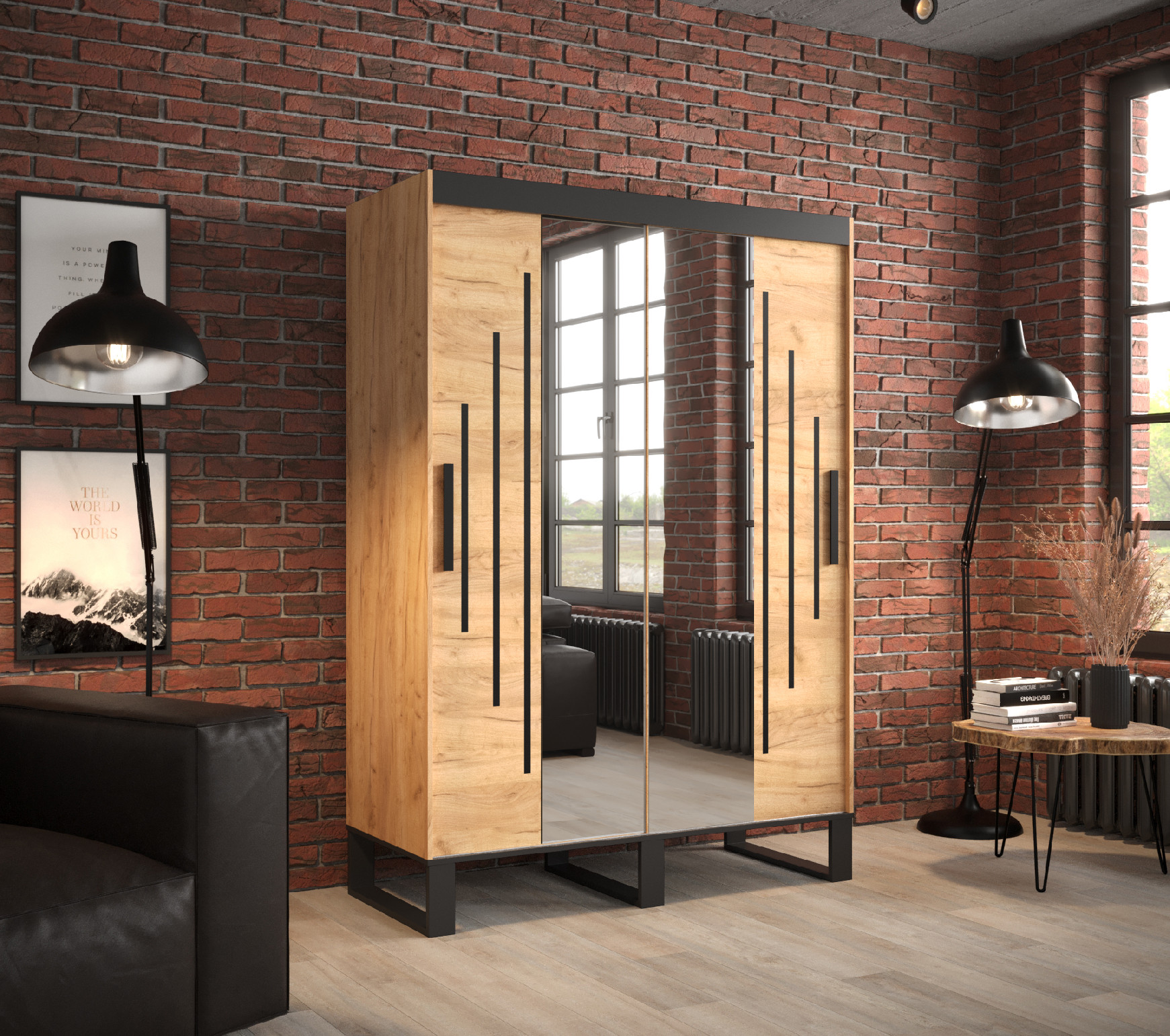 Šatní skříň Abi Loft Y1 Barva korpusu: Dub - Craft zlatý