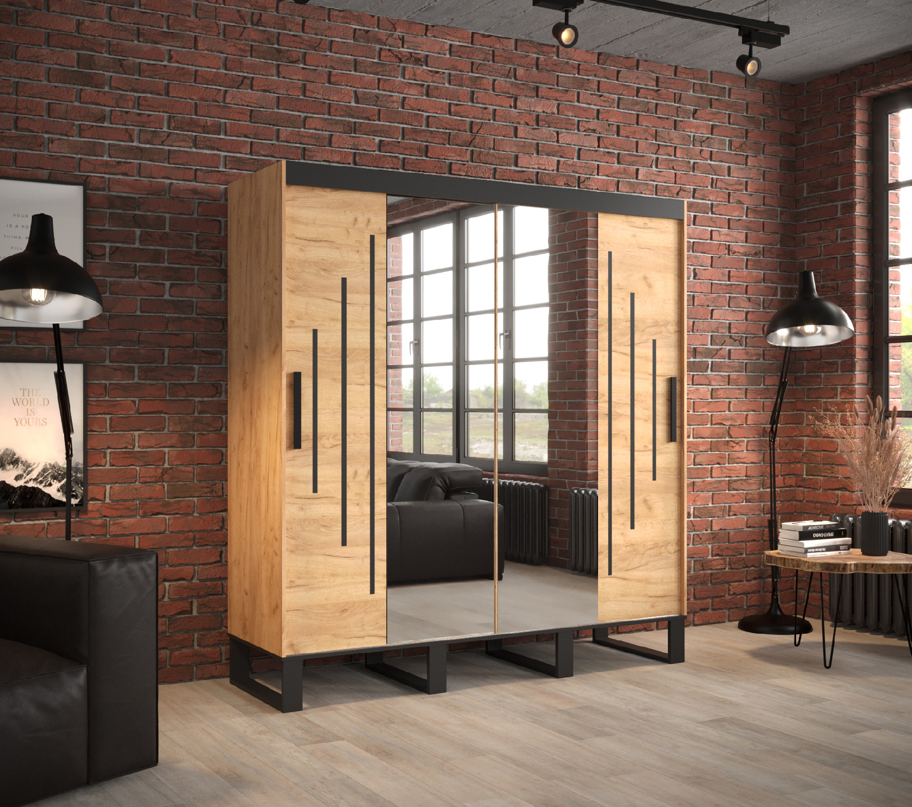 Šatní skříň Abi Loft Y1 Barva korpusu: Dub - Craft zlatý