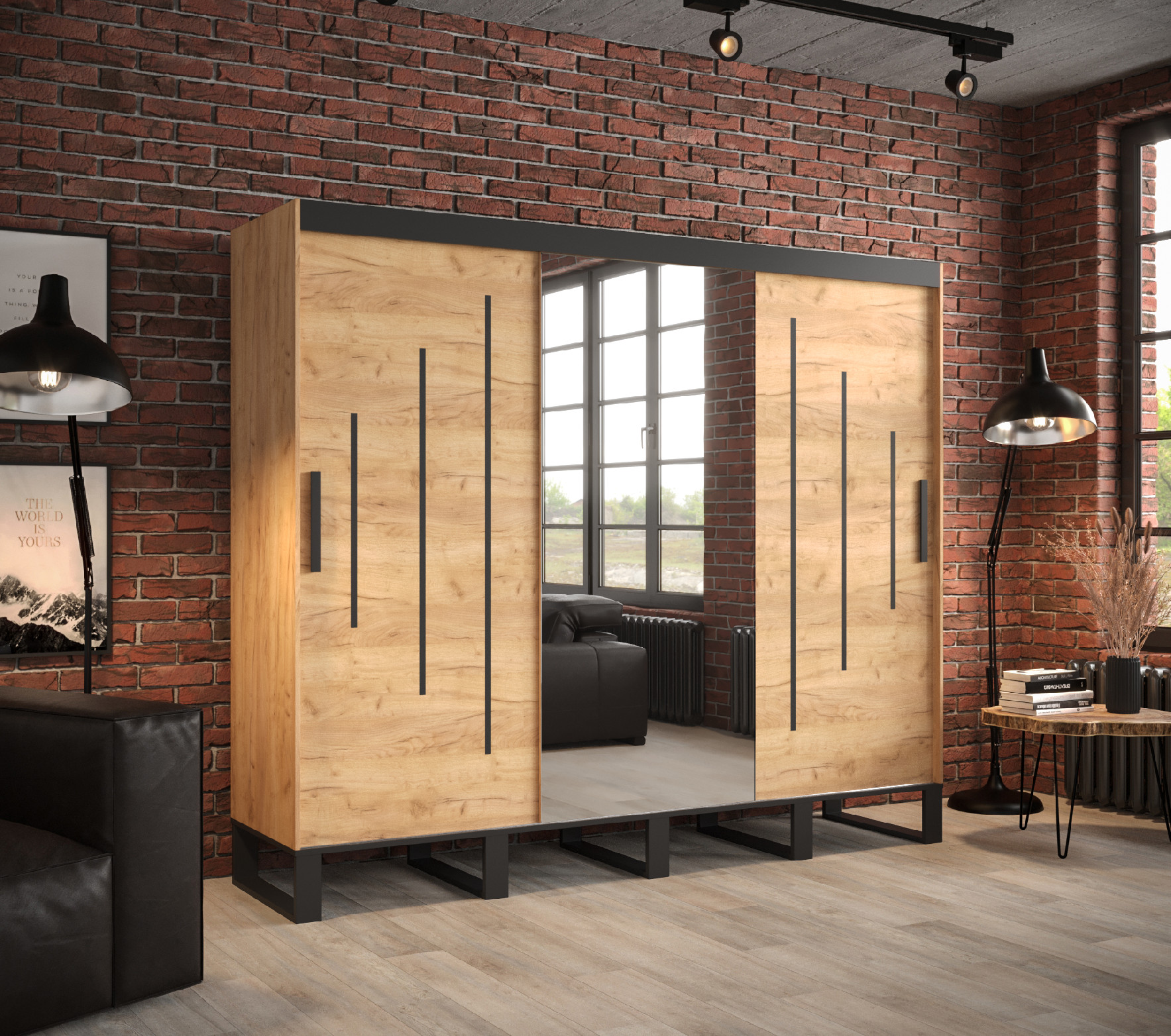 Šatní skříň Abi Loft Y1 Barva korpusu: Dub - Craft zlatý