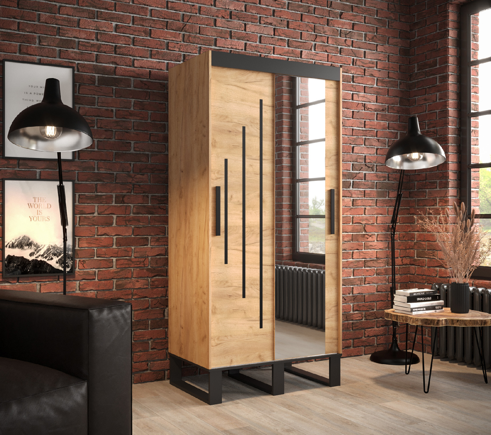 Šatní skříň Abi Loft Y2 Barva korpusu: Dub - Craft zlatý