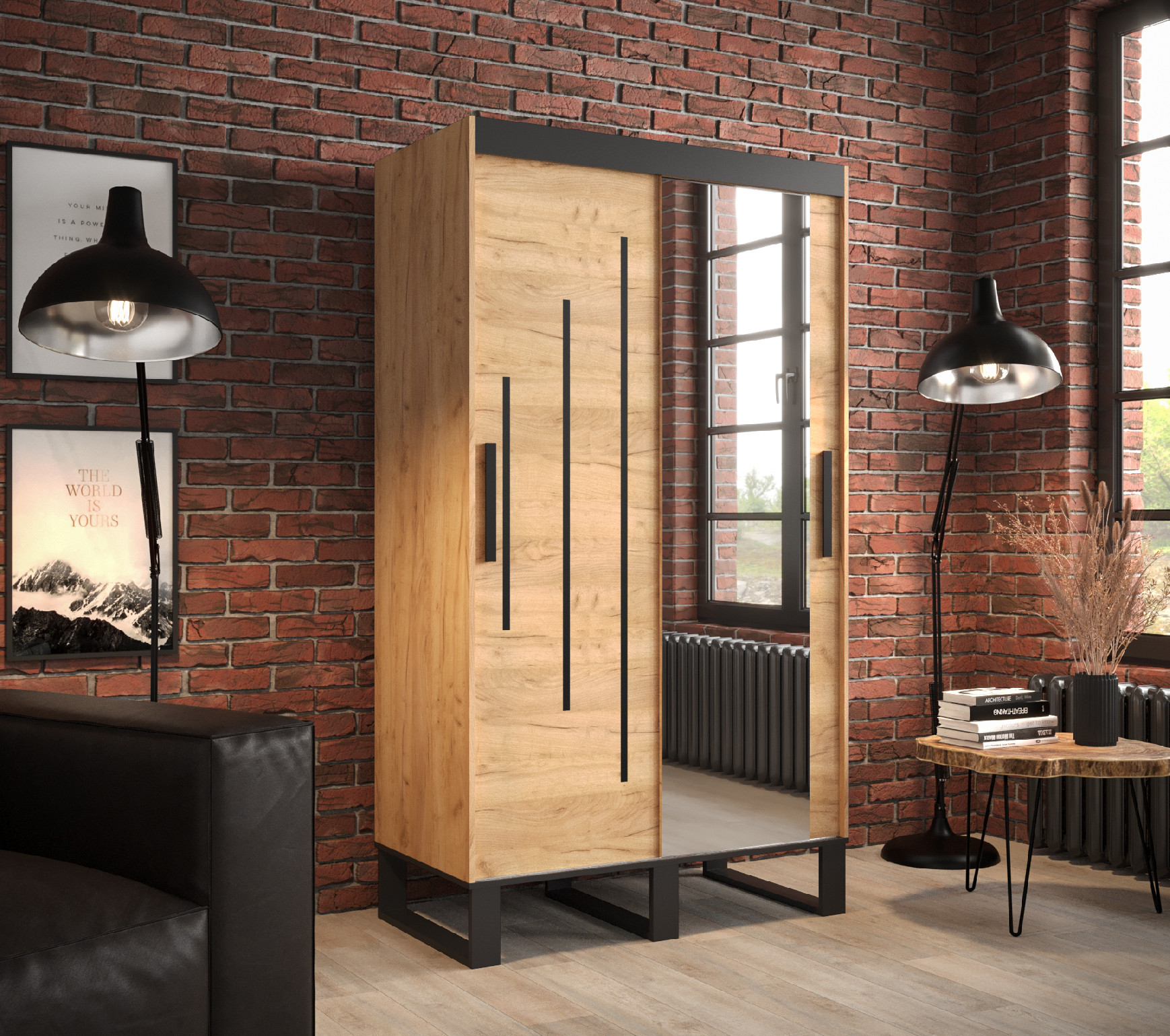 Šatní skříň Abi Loft Y2 Barva korpusu: Dub - Craft zlatý