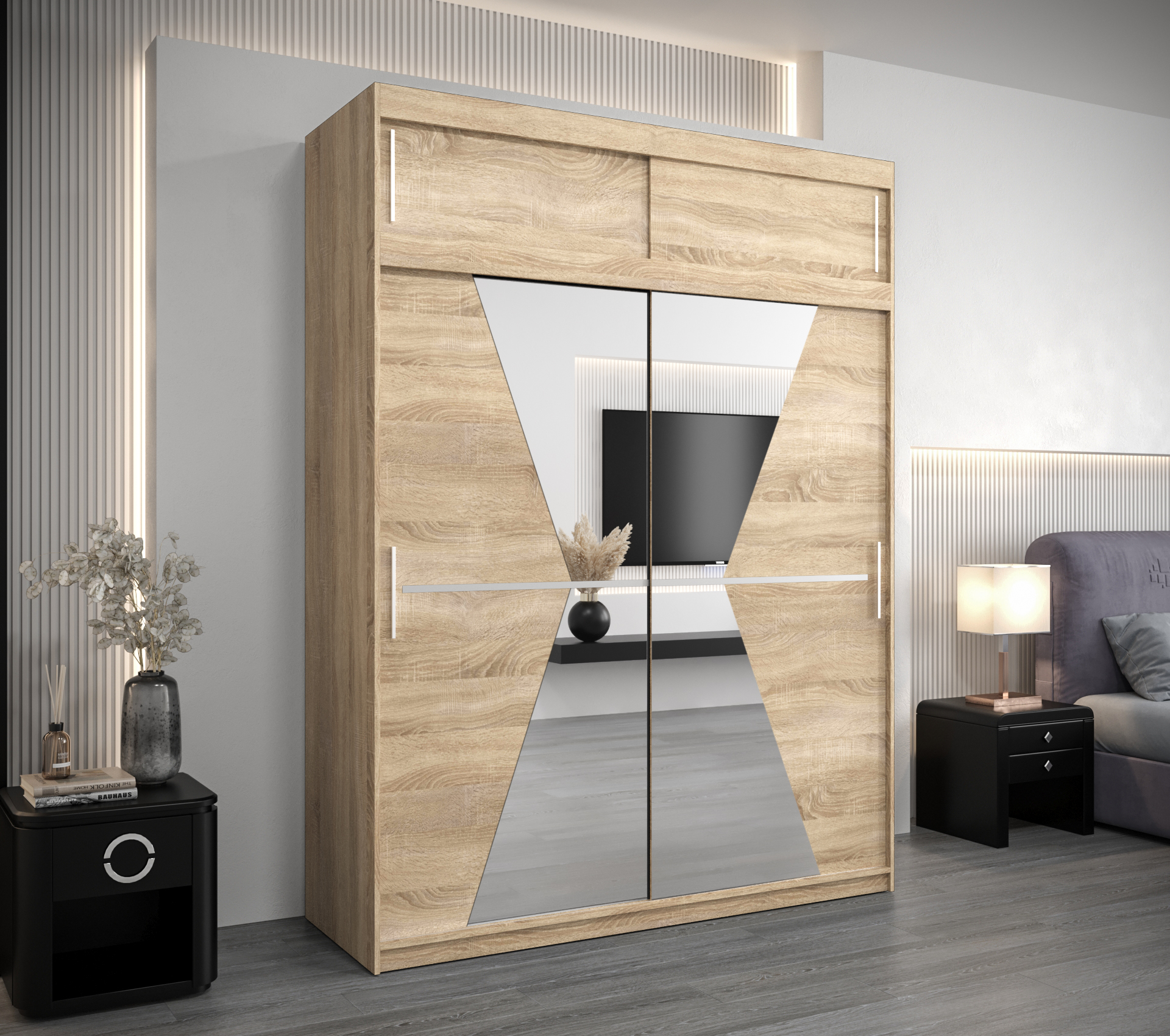 Šatní skříň Abi Ma s nástavcem Barva korpusu: Dub - sonoma