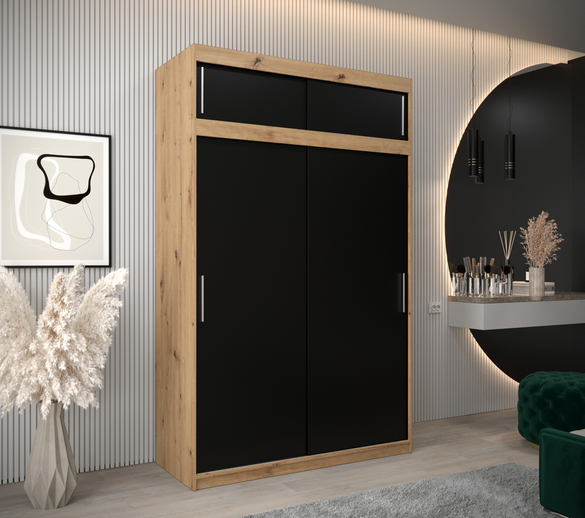 Šatní skříň Abi T0 s nástavcem Barva korpusu: Dub - Artisan