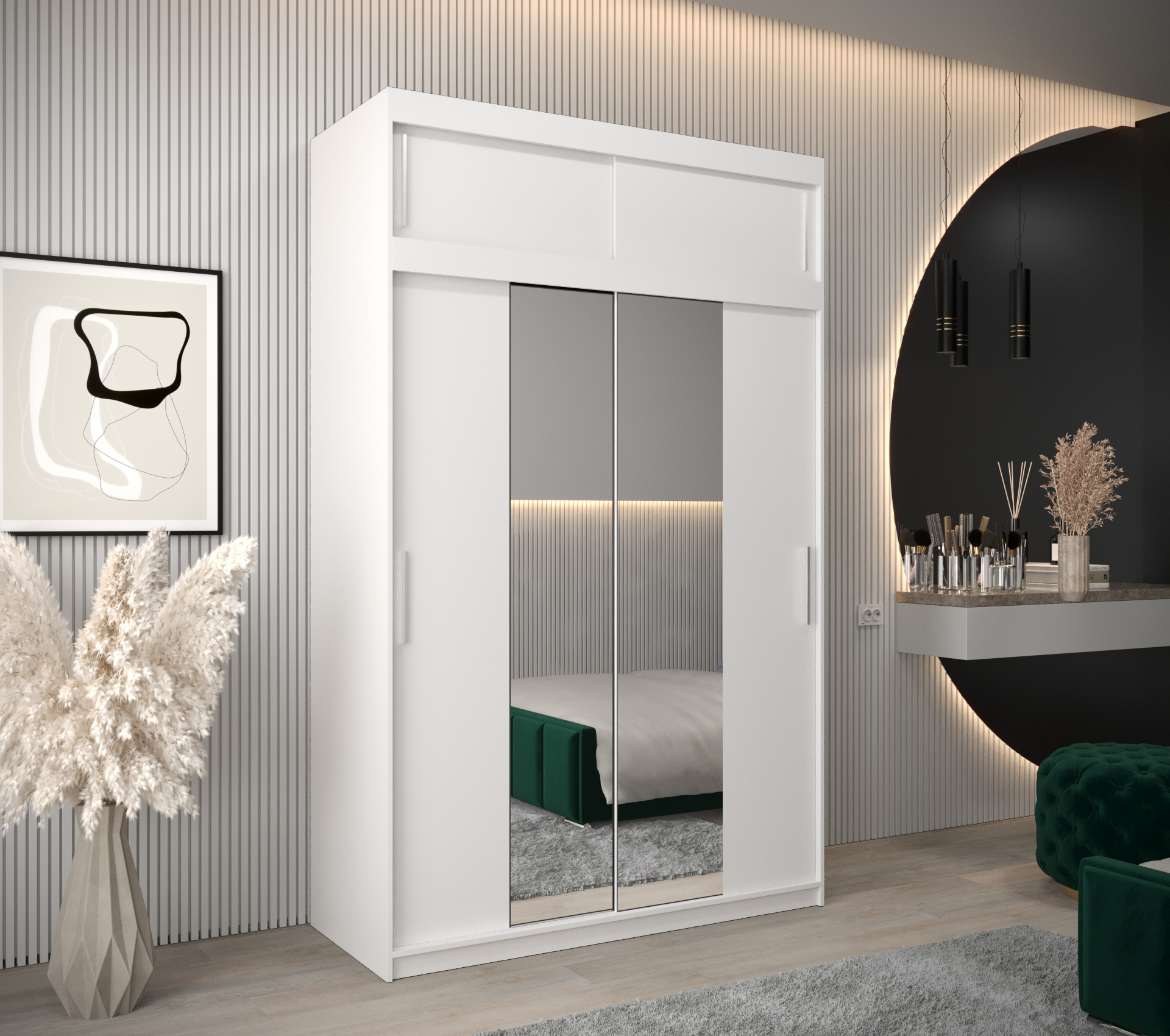 Šatní skříň Abi T1 s nástavcem Barva korpusu: Bílá