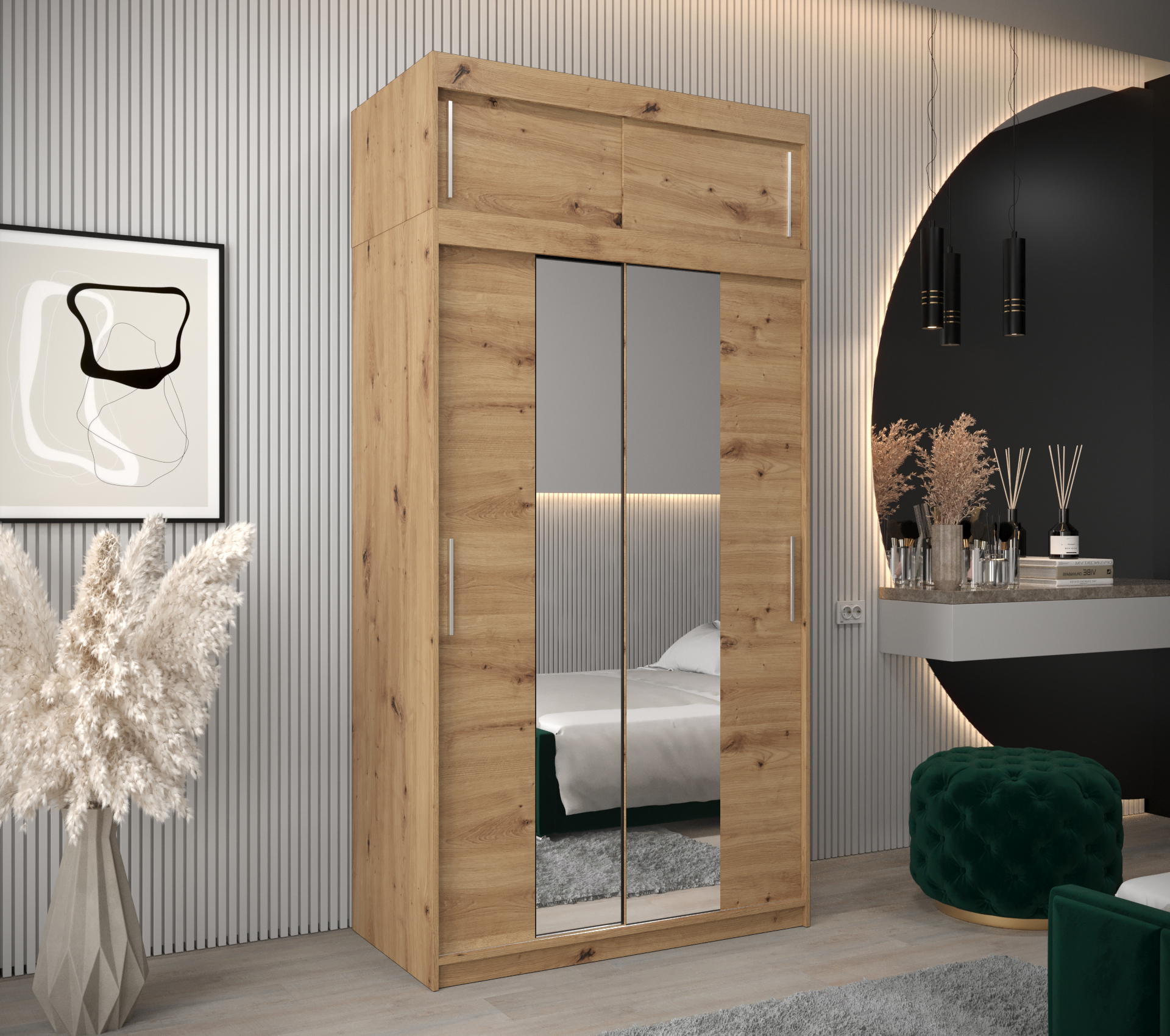 Šatní skříň Abi T1 s nástavcem Barva korpusu: Dub artisan