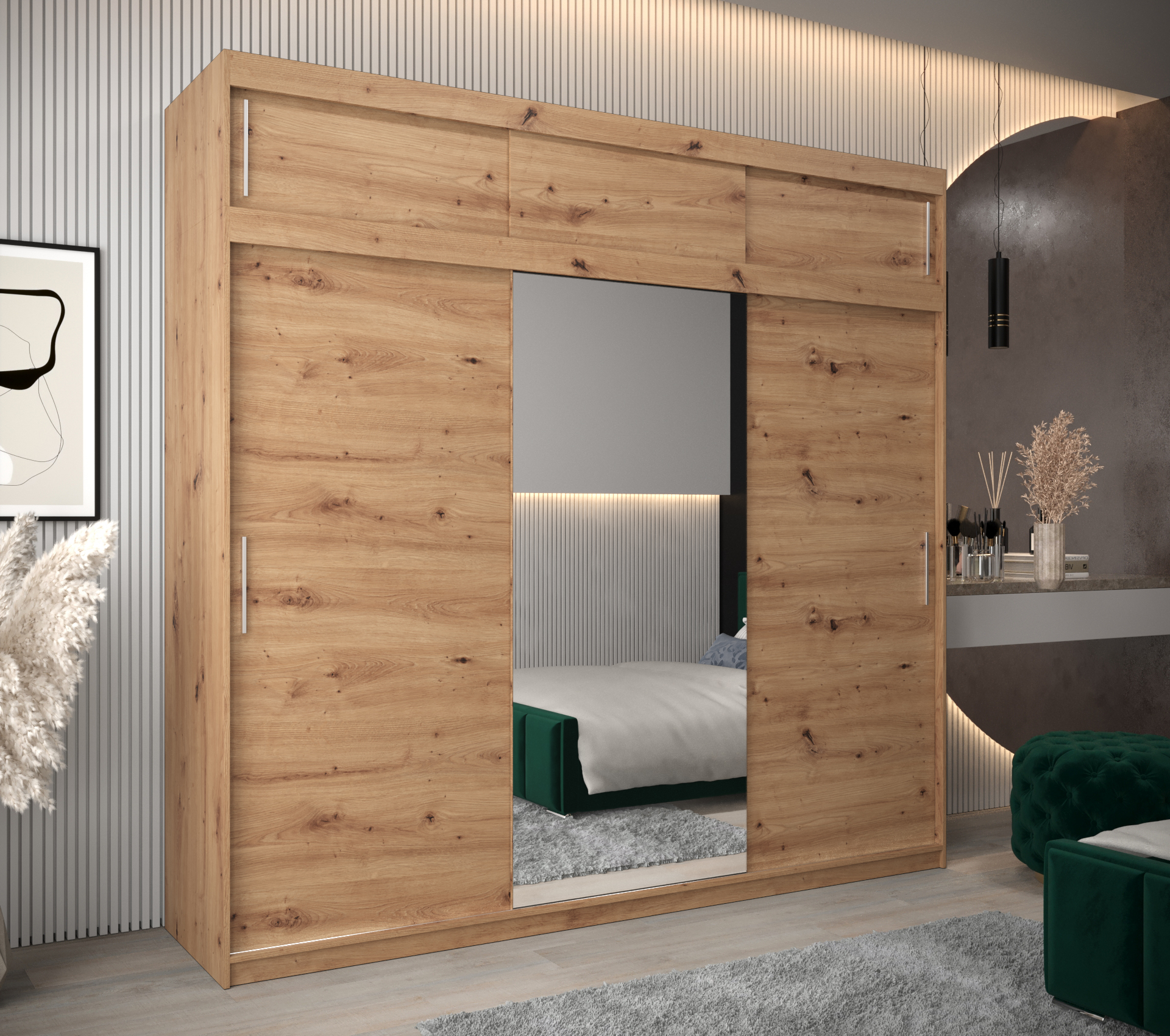 Šatní skříň Abi T1 s nástavcem Barva korpusu: Dub artisan