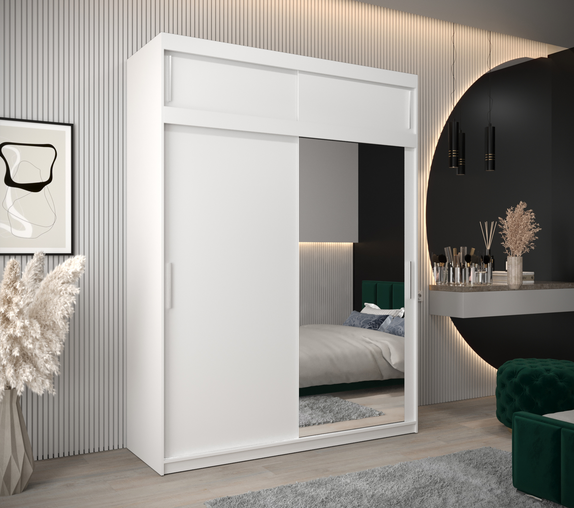 Šatní skříň Abi T2 s nástavcem Barva korpusu: Bílá