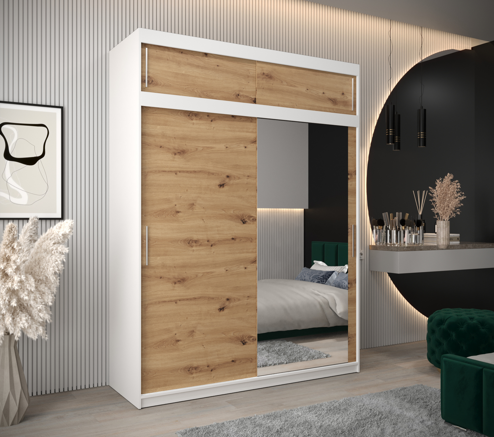 Šatní skříň Abi T2 s nástavcem Barva korpusu: Bílá