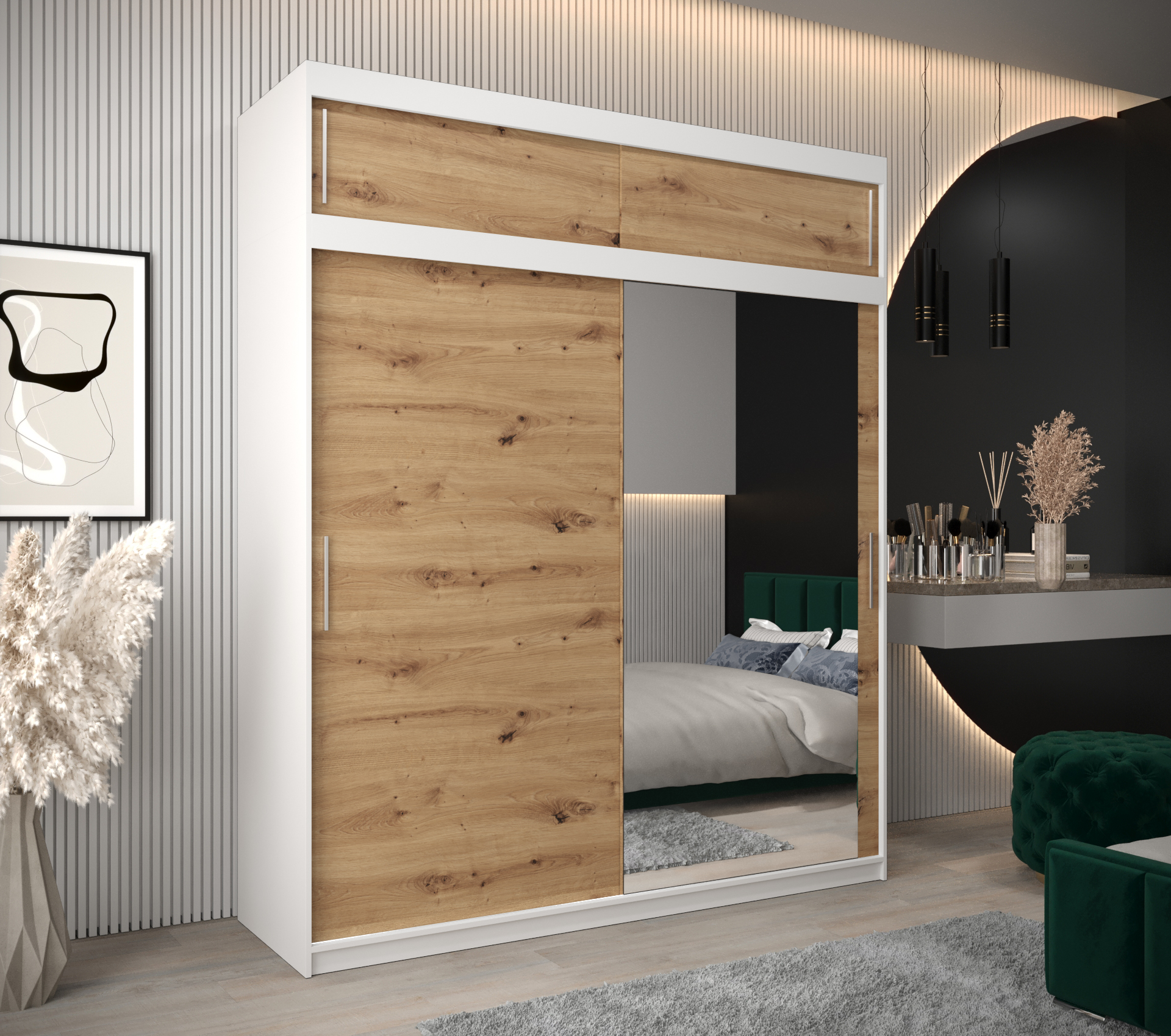 Šatní skříň Abi T2 s nástavcem Barva korpusu: Bílá