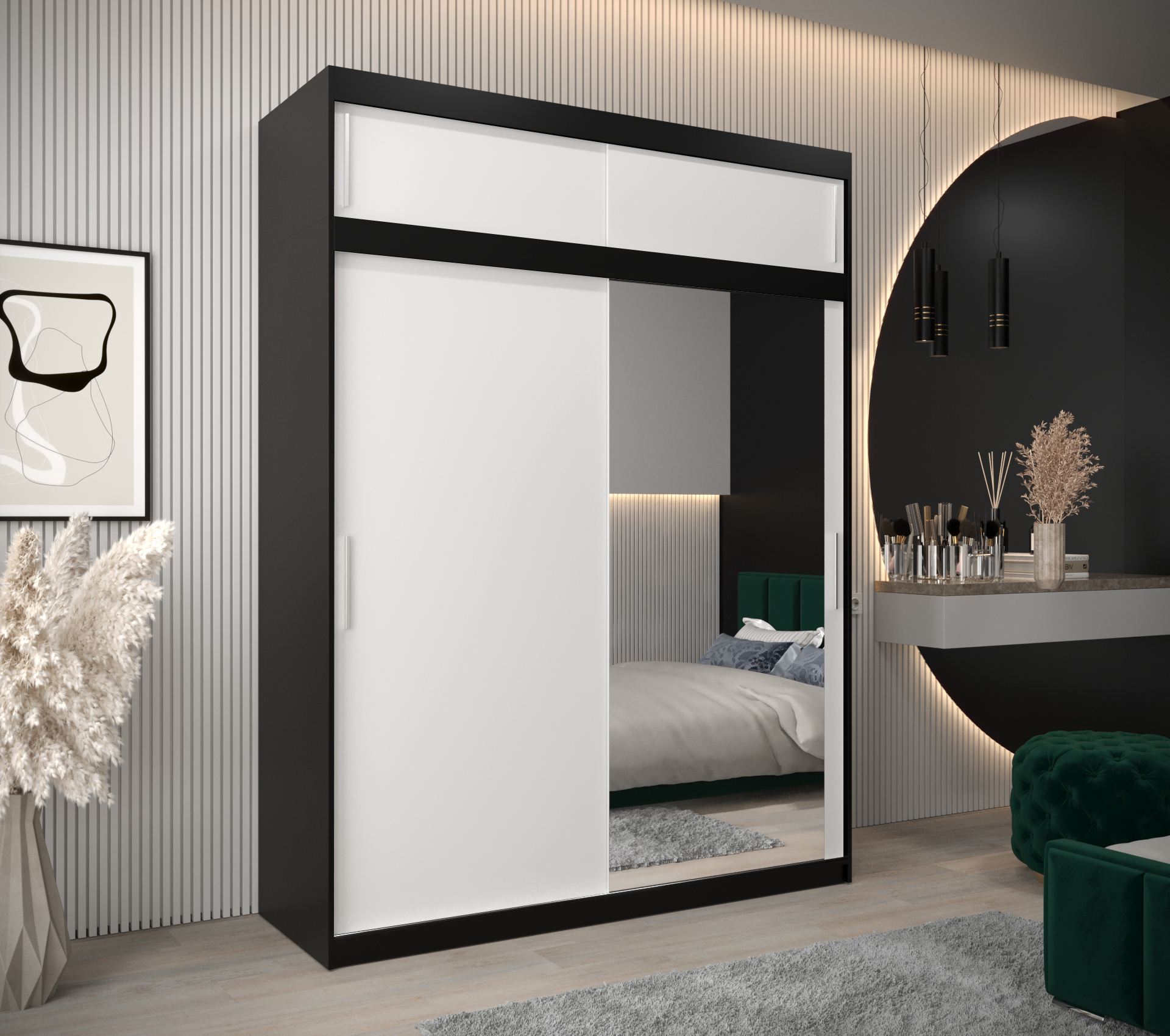 Šatní skříň Abi T2 s nástavcem Barva korpusu: Černá