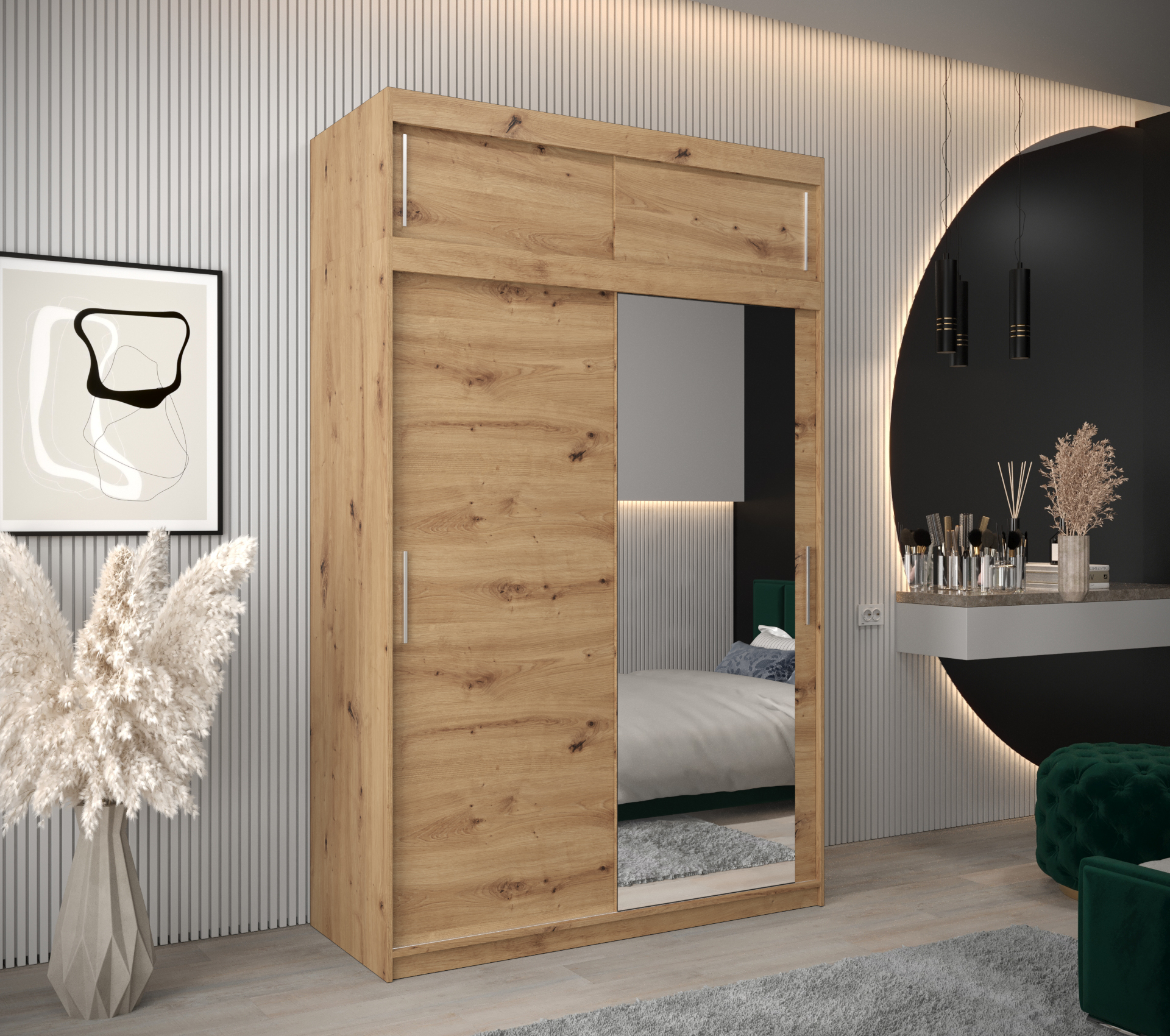 Šatní skříň Abi T2 s nástavcem Barva korpusu: Dub - Artisan
