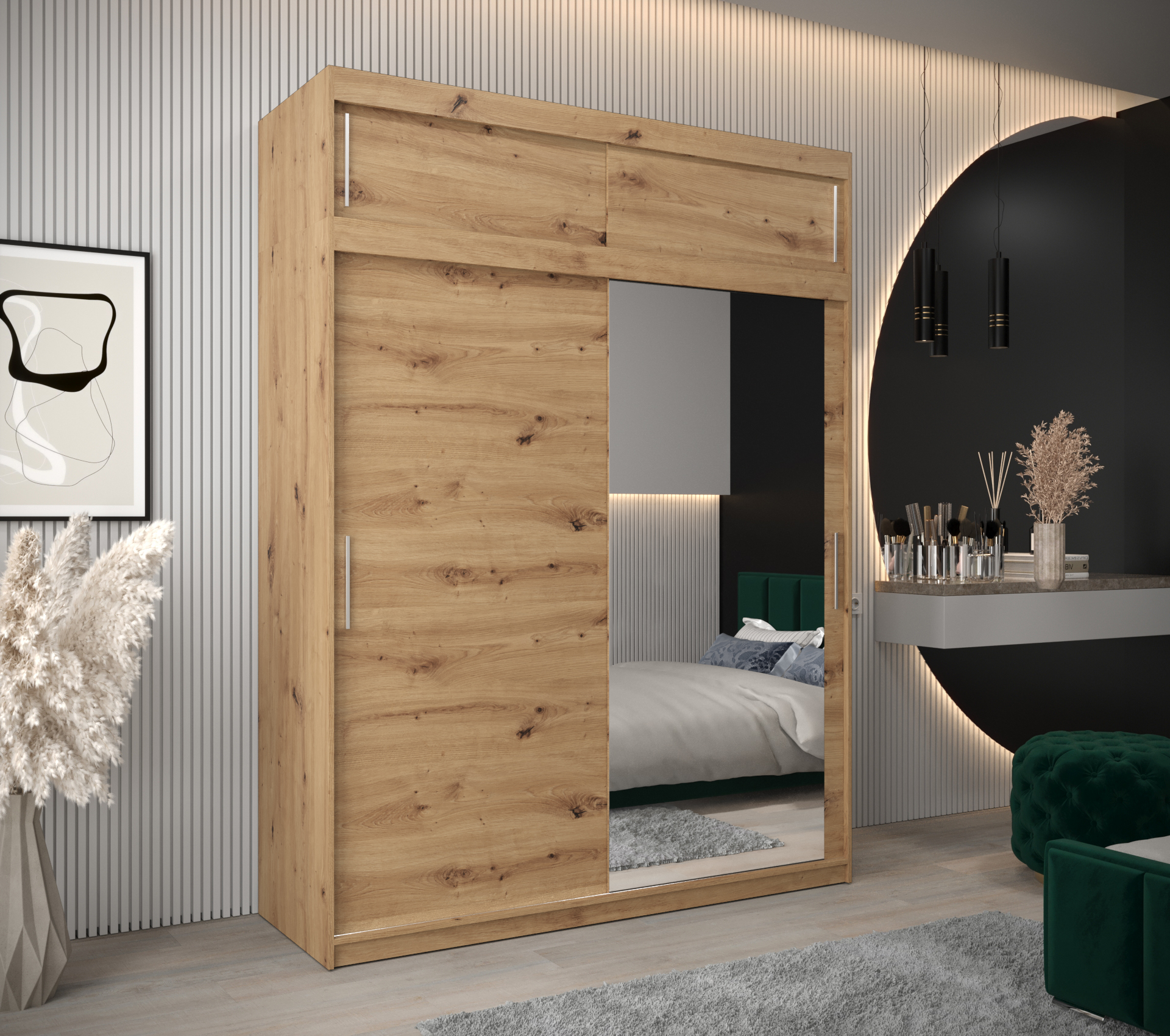 Šatní skříň Abi T2 s nástavcem Barva korpusu: Dub - Artisan