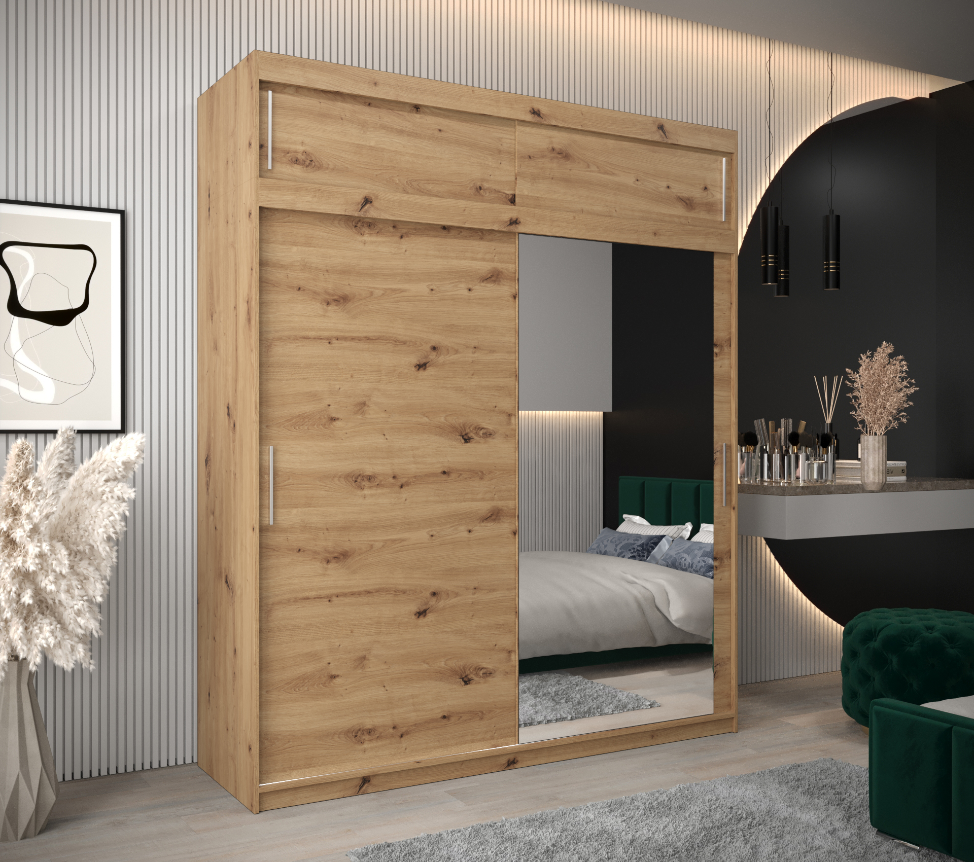 Šatní skříň Abi T2 s nástavcem Barva korpusu: Dub - Artisan