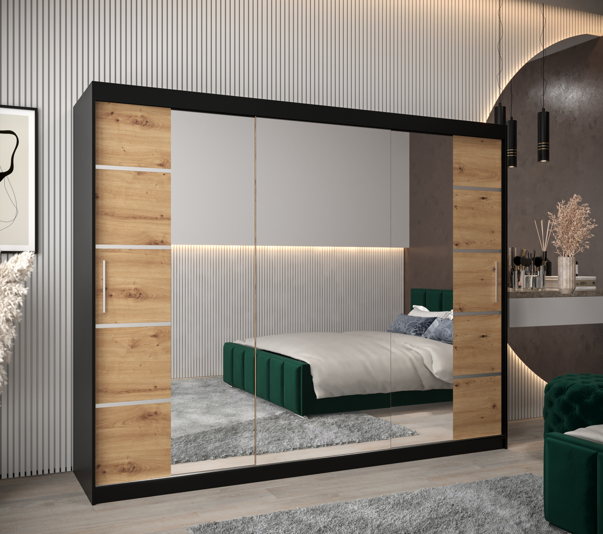 Šatní skříň Abi V4 Barva korpusu: Černá