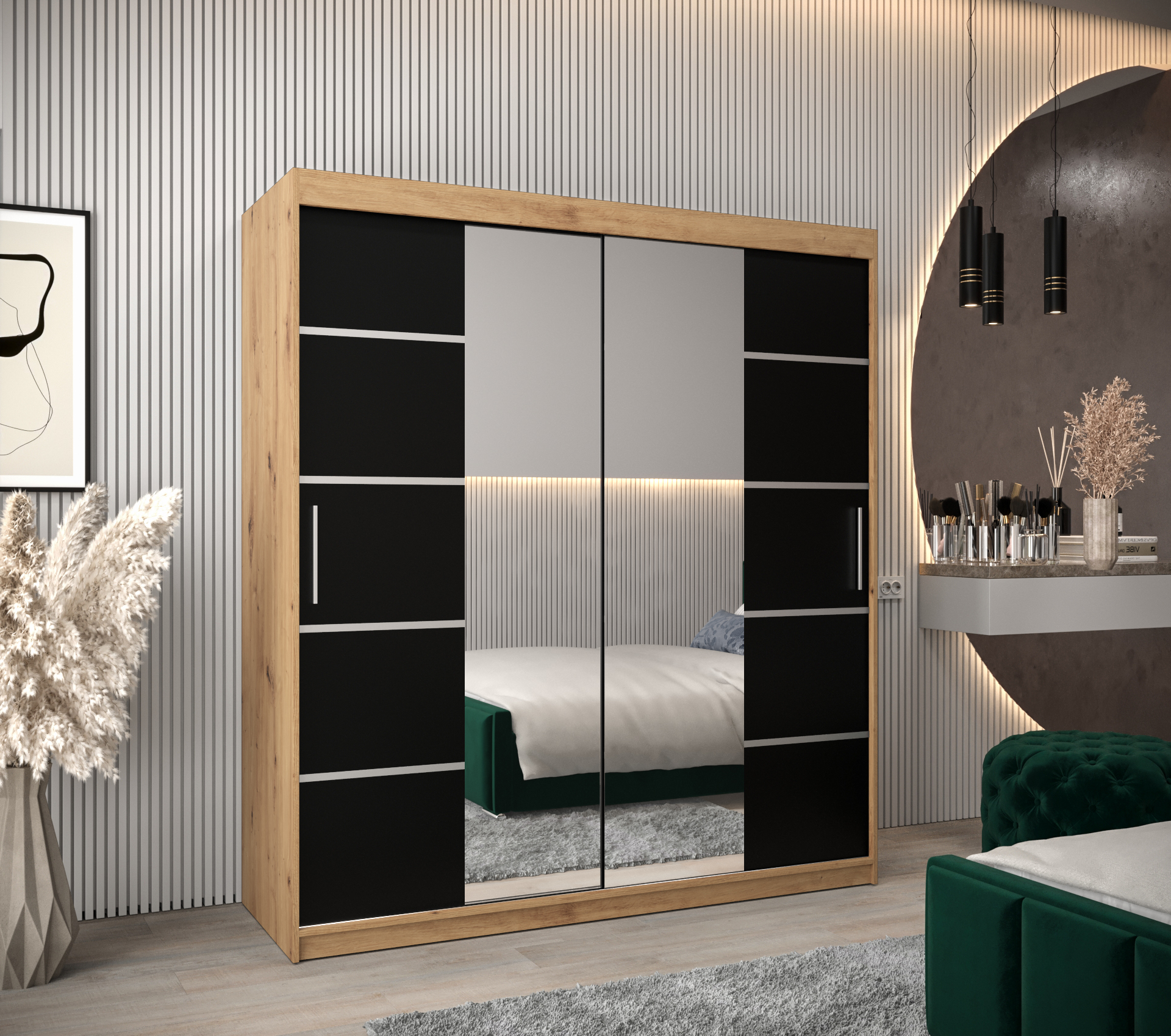 Šatní skříň Abi V4 Barva korpusu: Dub - Artisan