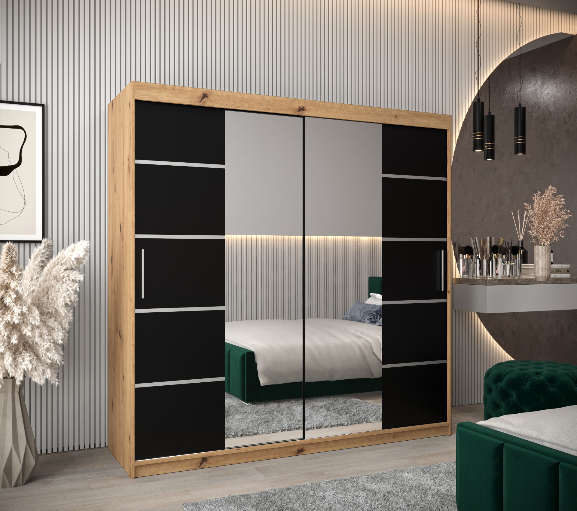 Šatní skříň Abi V4 Barva korpusu: Dub - Artisan