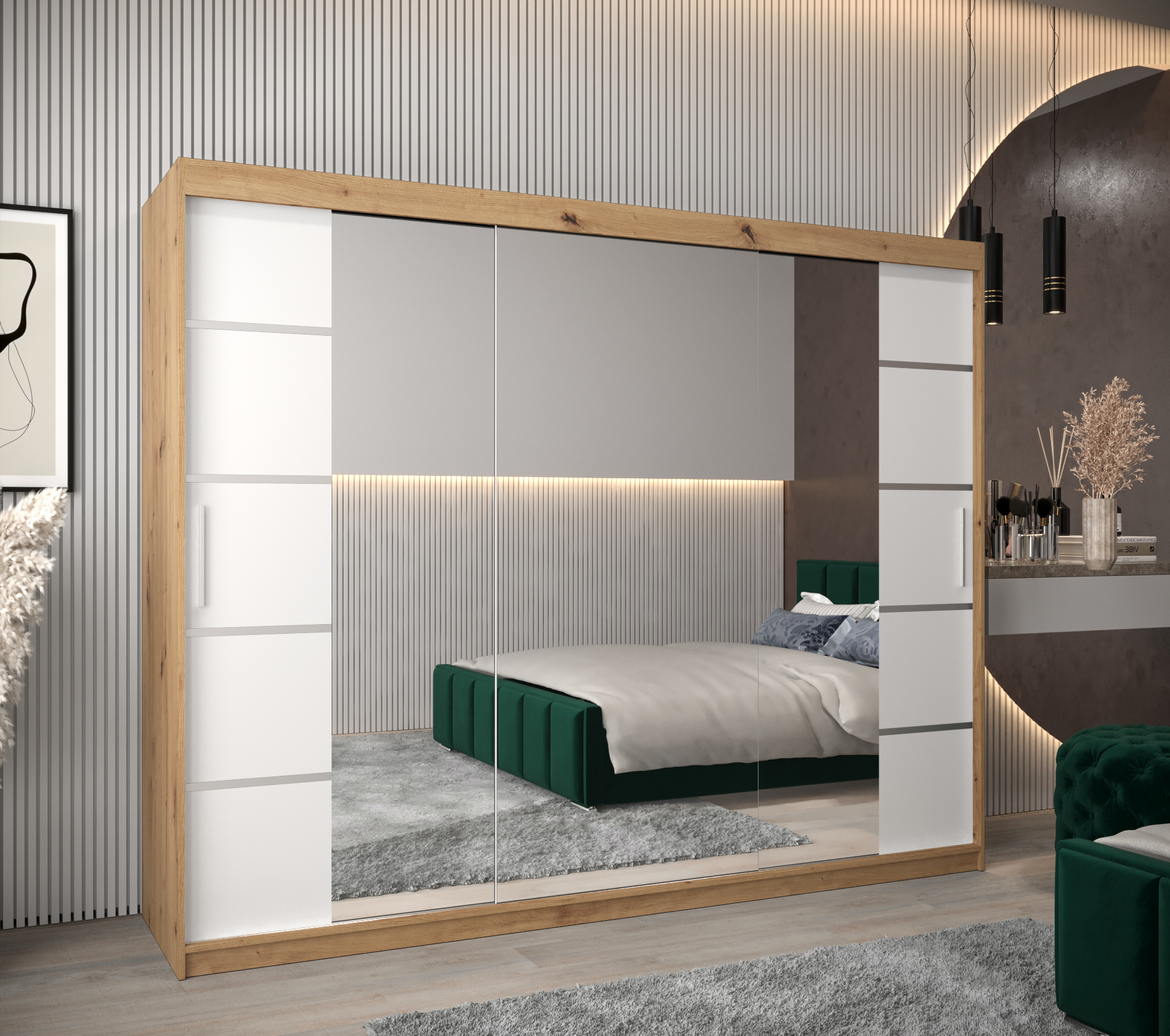 Šatní skříň Abi V4 Barva korpusu: Dub - Artisan