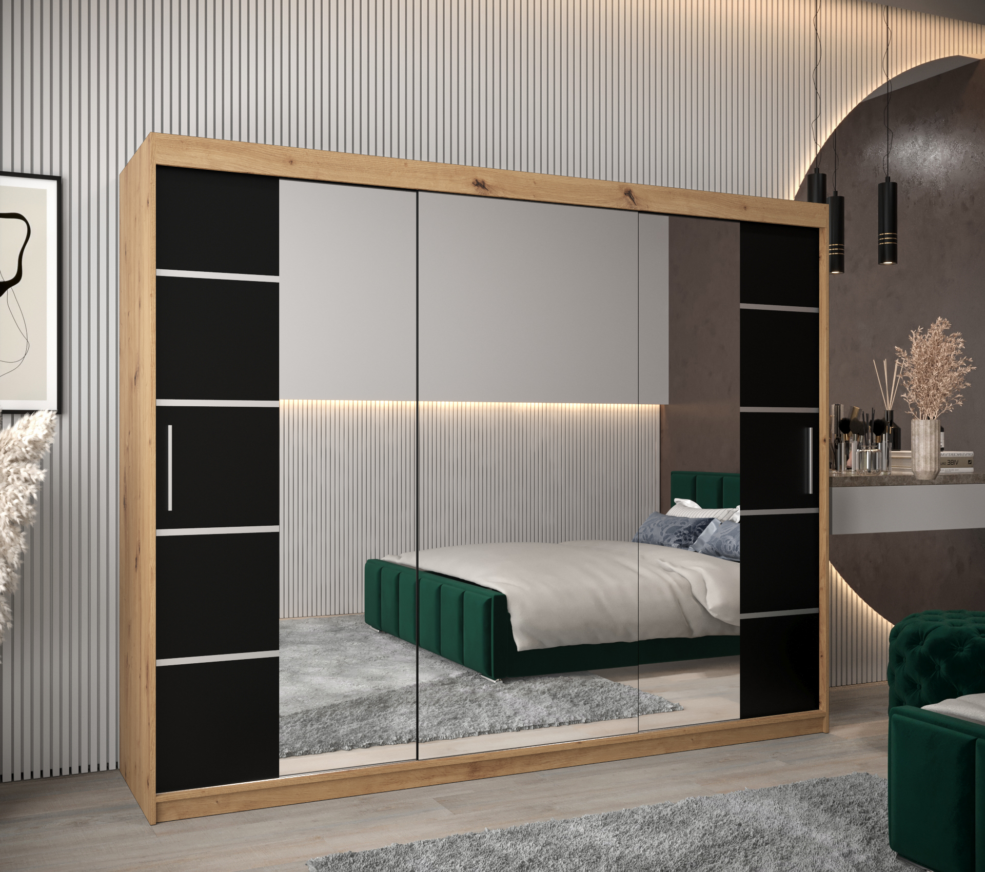 Šatní skříň Abi V4 Barva korpusu: Dub - Artisan