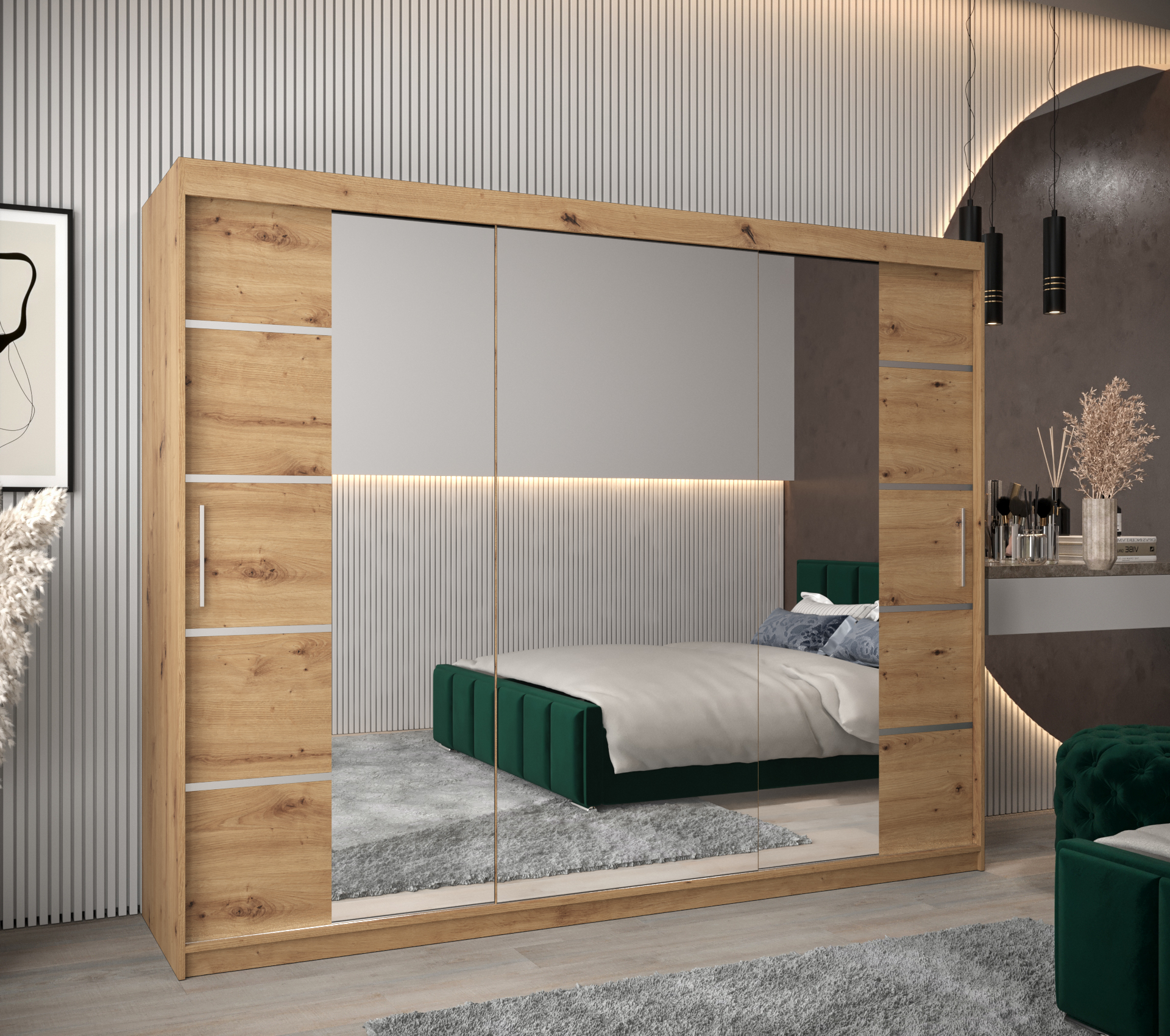 Šatní skříň Abi V4 Barva korpusu: Dub - Artisan