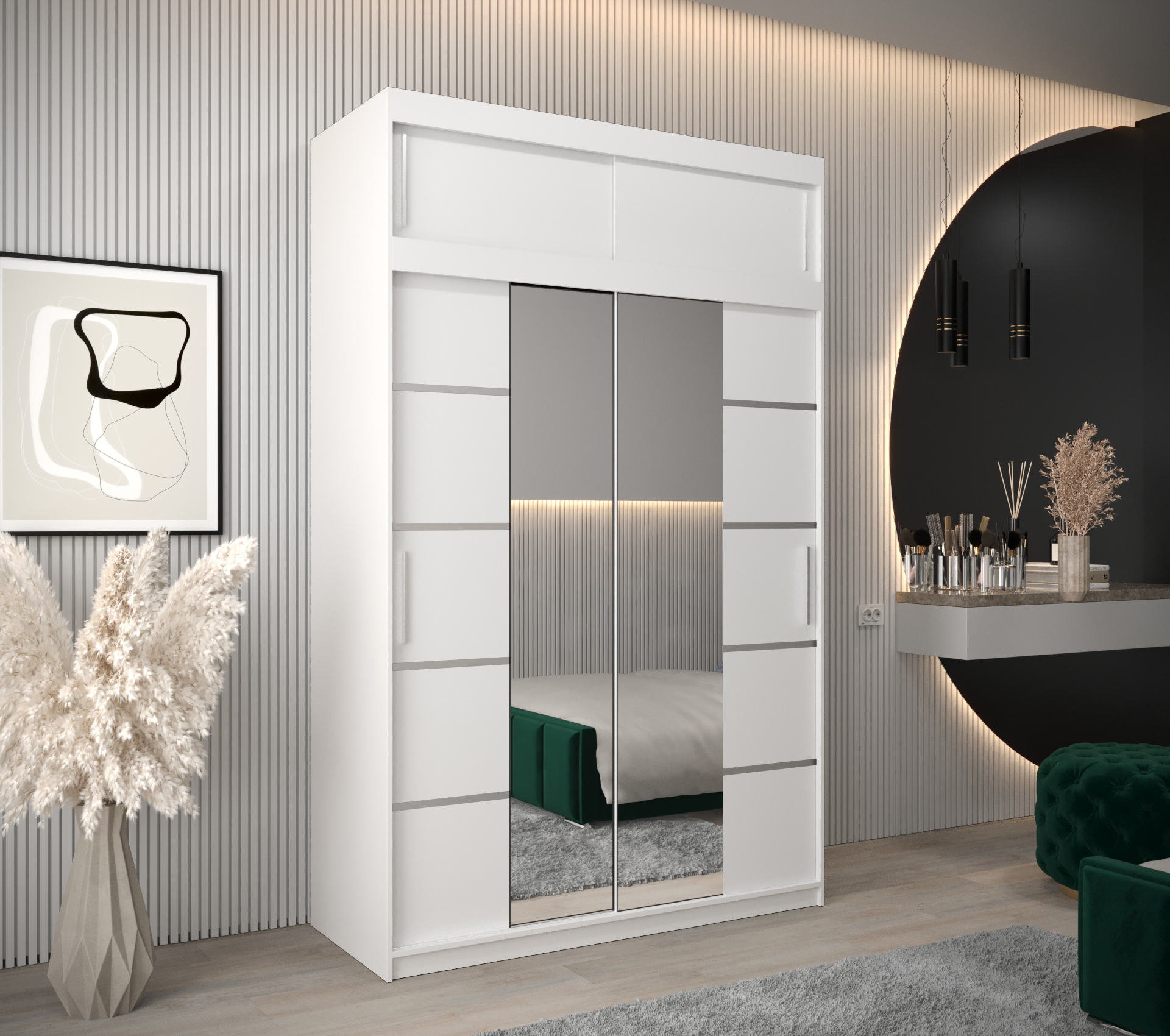 Šatní skříň Abi V4 s nástavcem Barva korpusu: Bílá