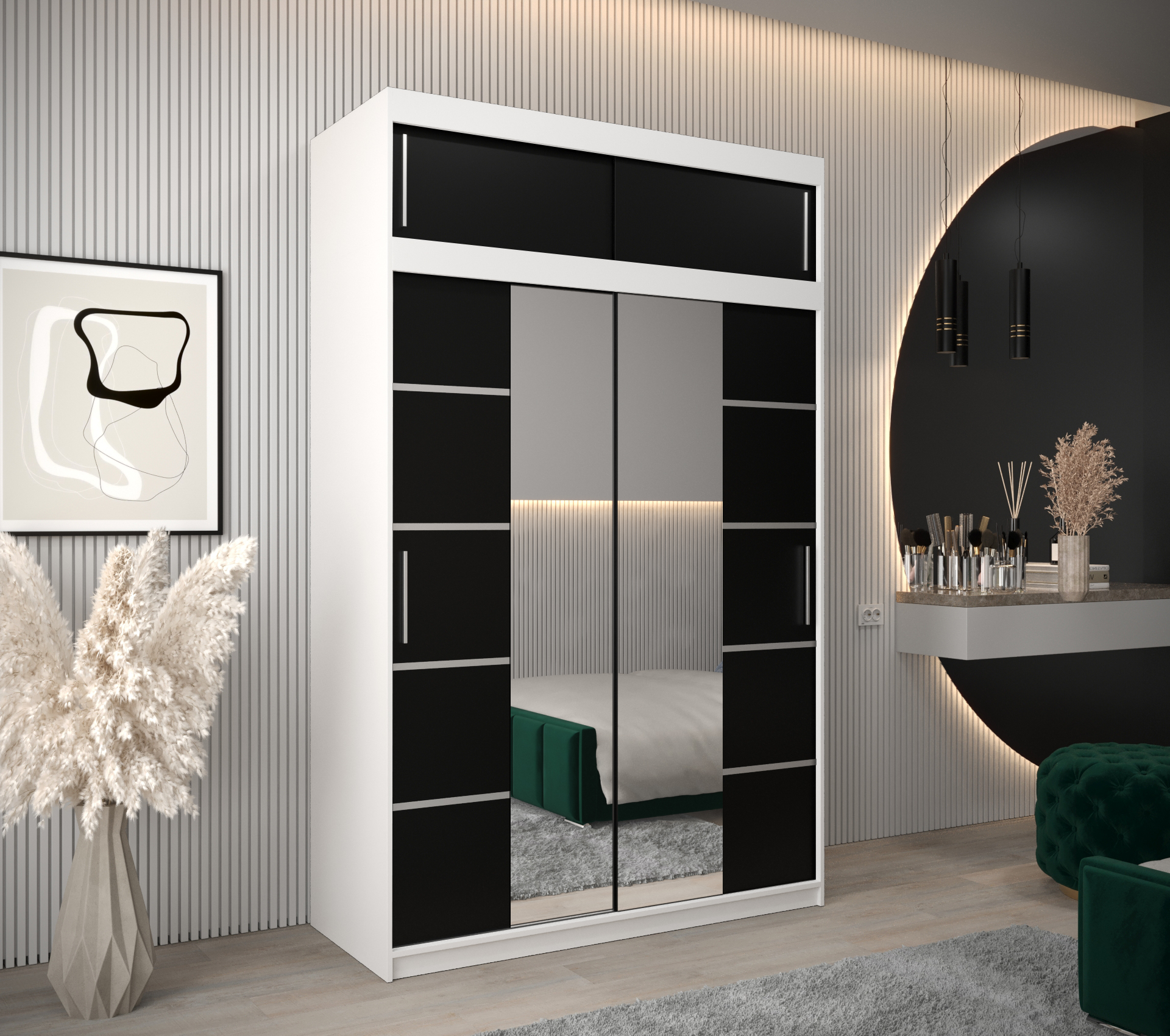 Šatní skříň Abi V4 s nástavcem Barva korpusu: Bílá