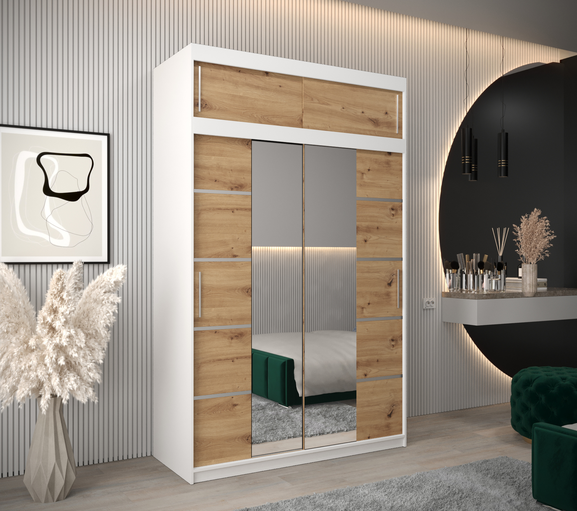 Šatní skříň Abi V4 s nástavcem Barva korpusu: Bílá