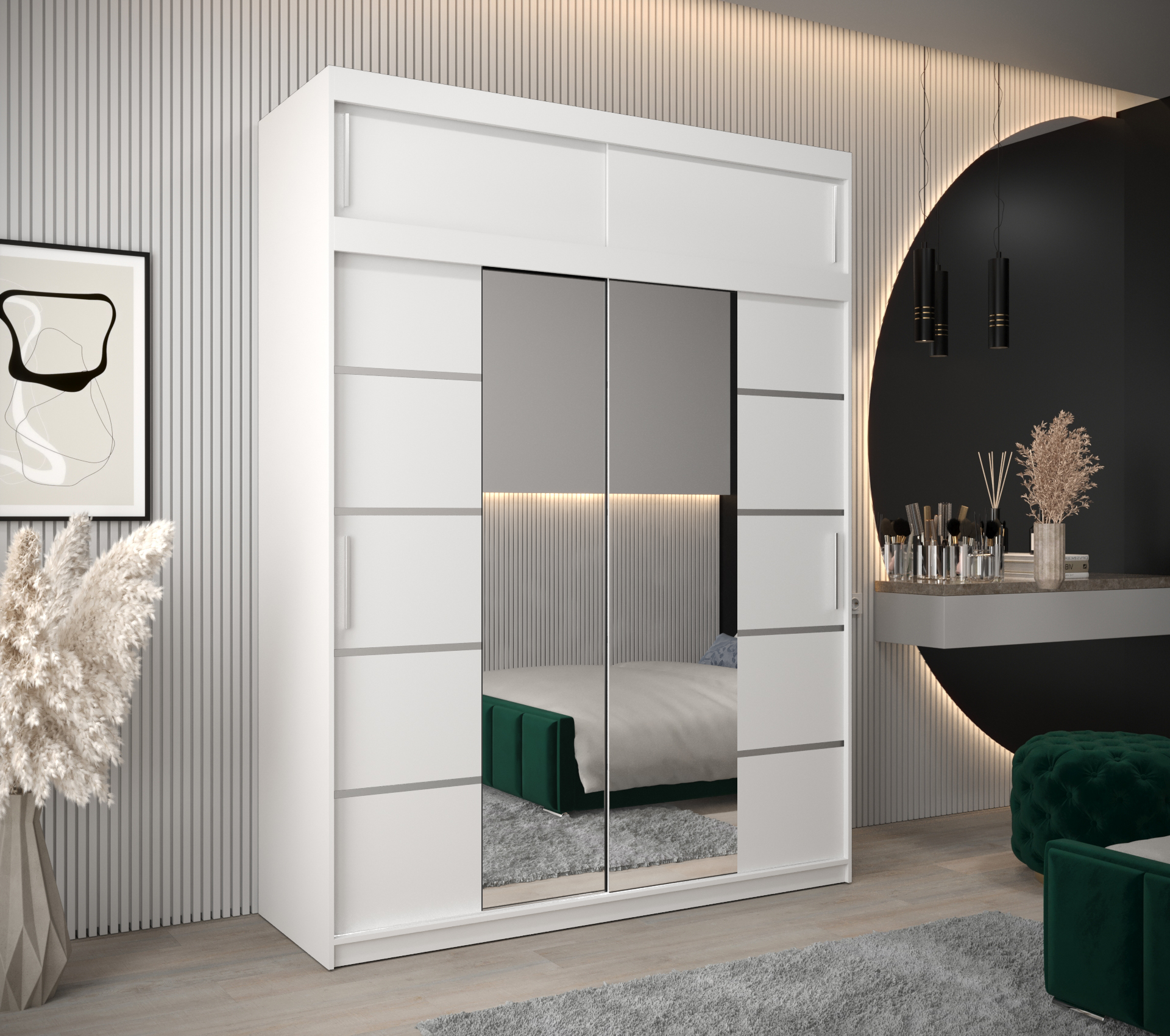 Šatní skříň Abi V4 s nástavcem Barva korpusu: Bílá