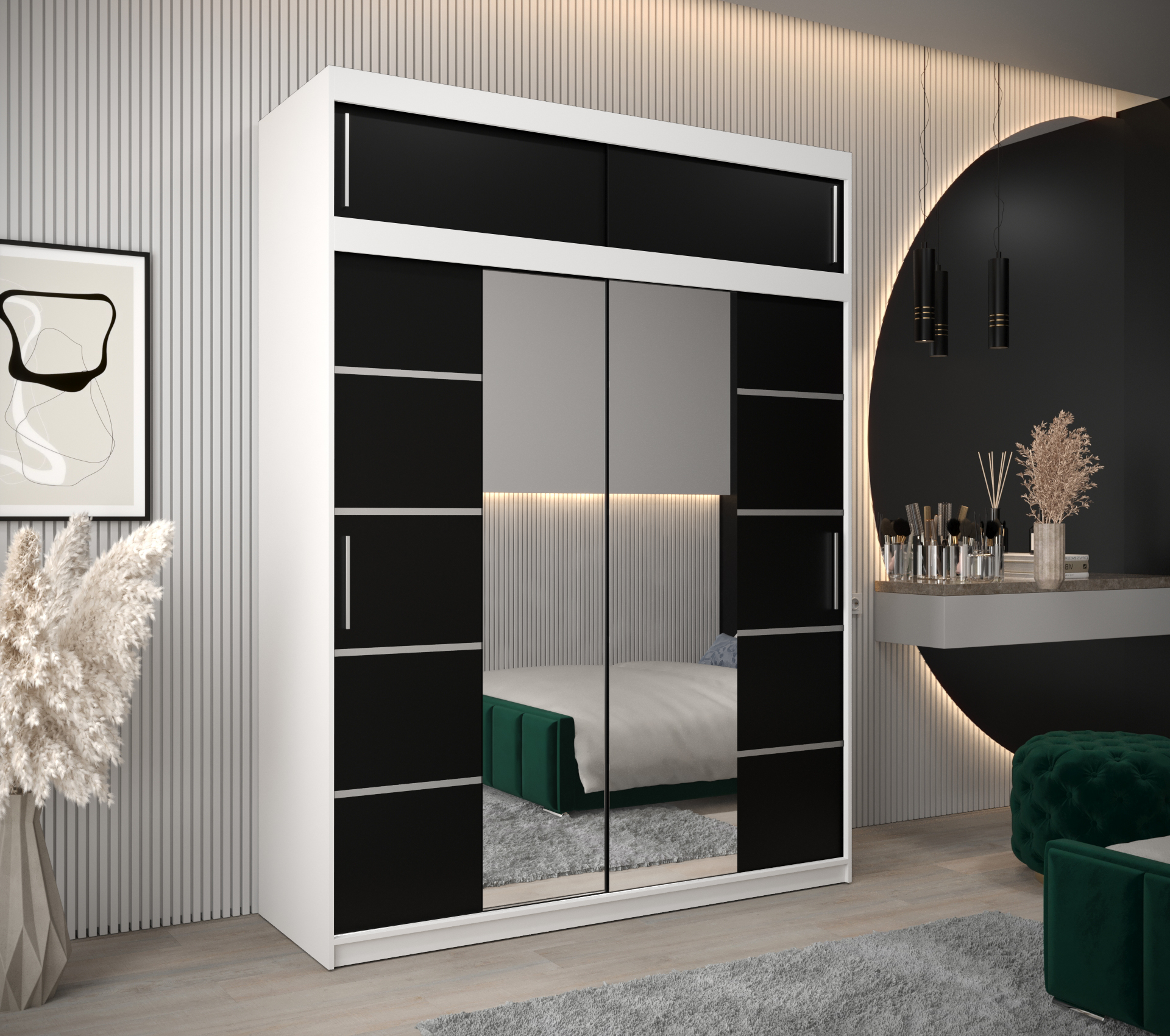 Šatní skříň Abi V4 s nástavcem Barva korpusu: Bílá