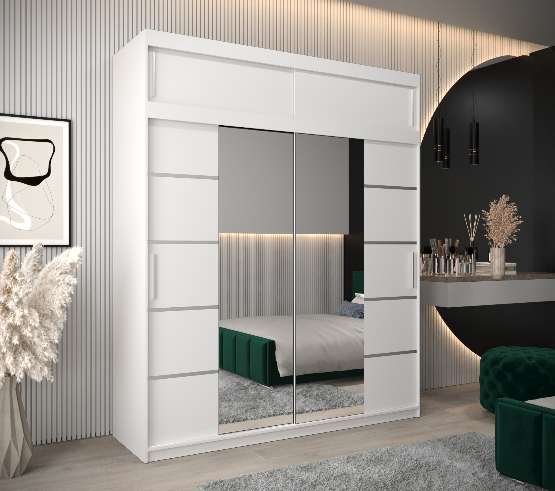 Šatní skříň Abi V4 s nástavcem Barva korpusu: Bílá