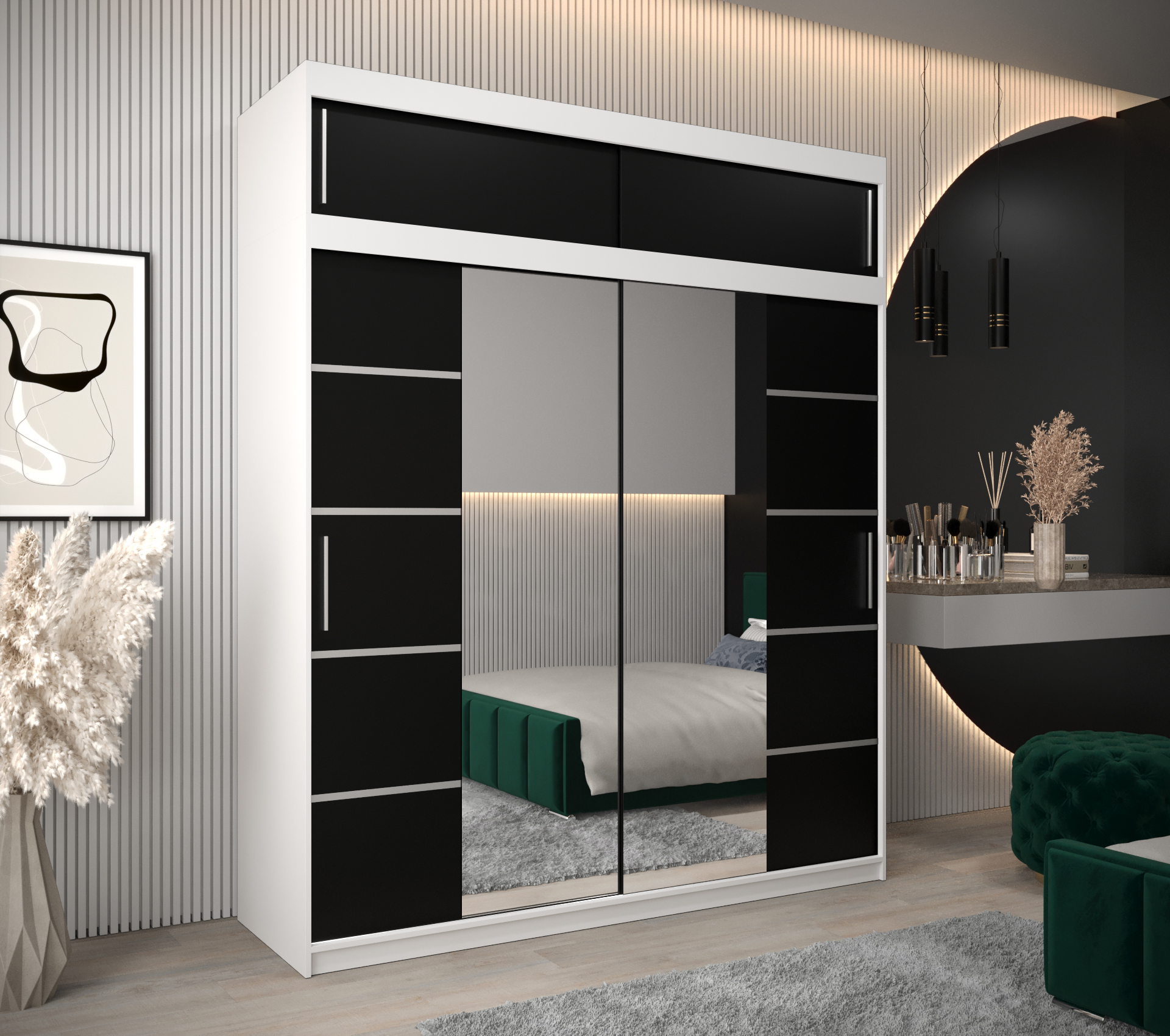 Šatní skříň Abi V4 s nástavcem Barva korpusu: Bílá