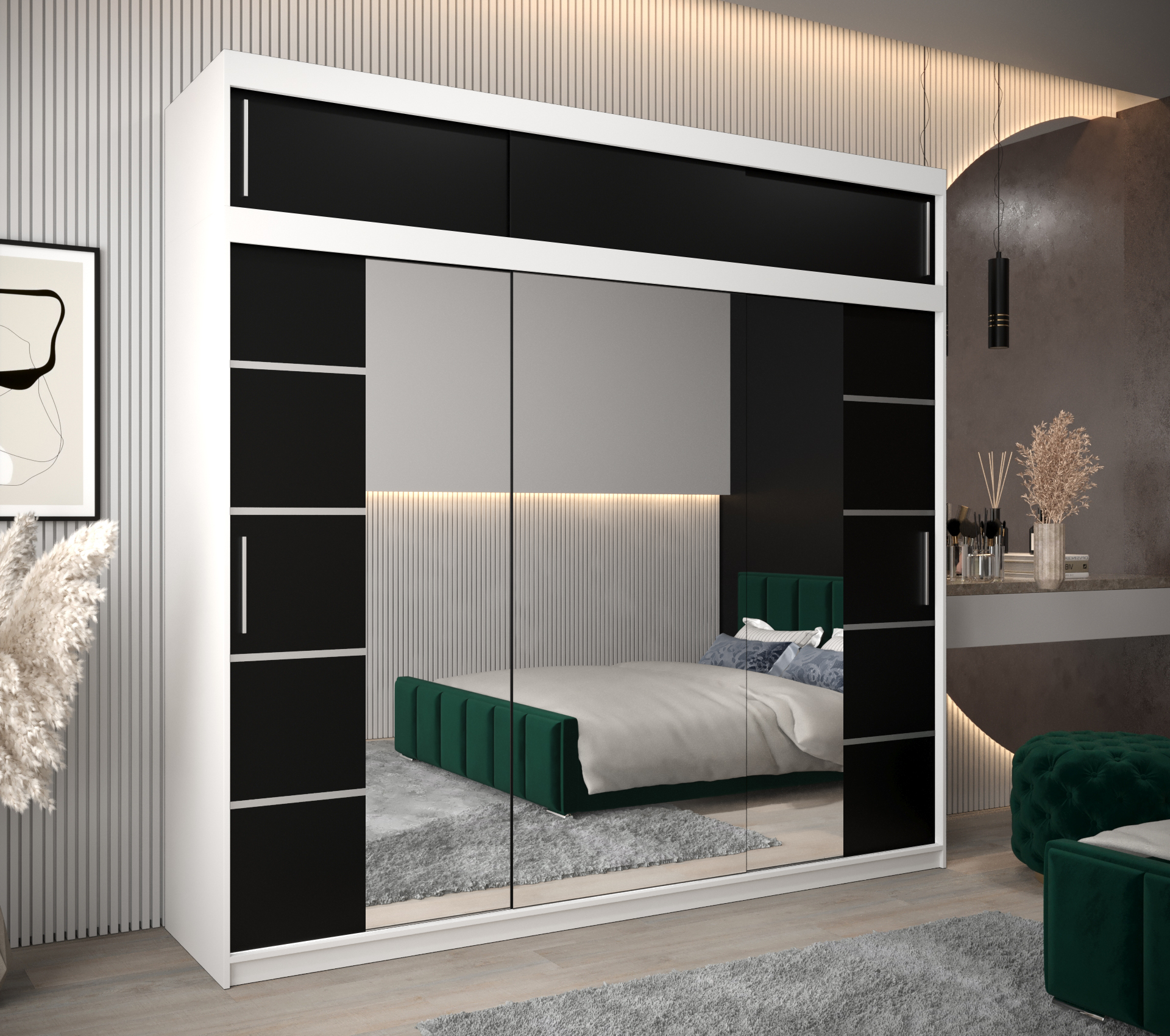 Šatní skříň Abi V4 s nástavcem Barva korpusu: Bílá