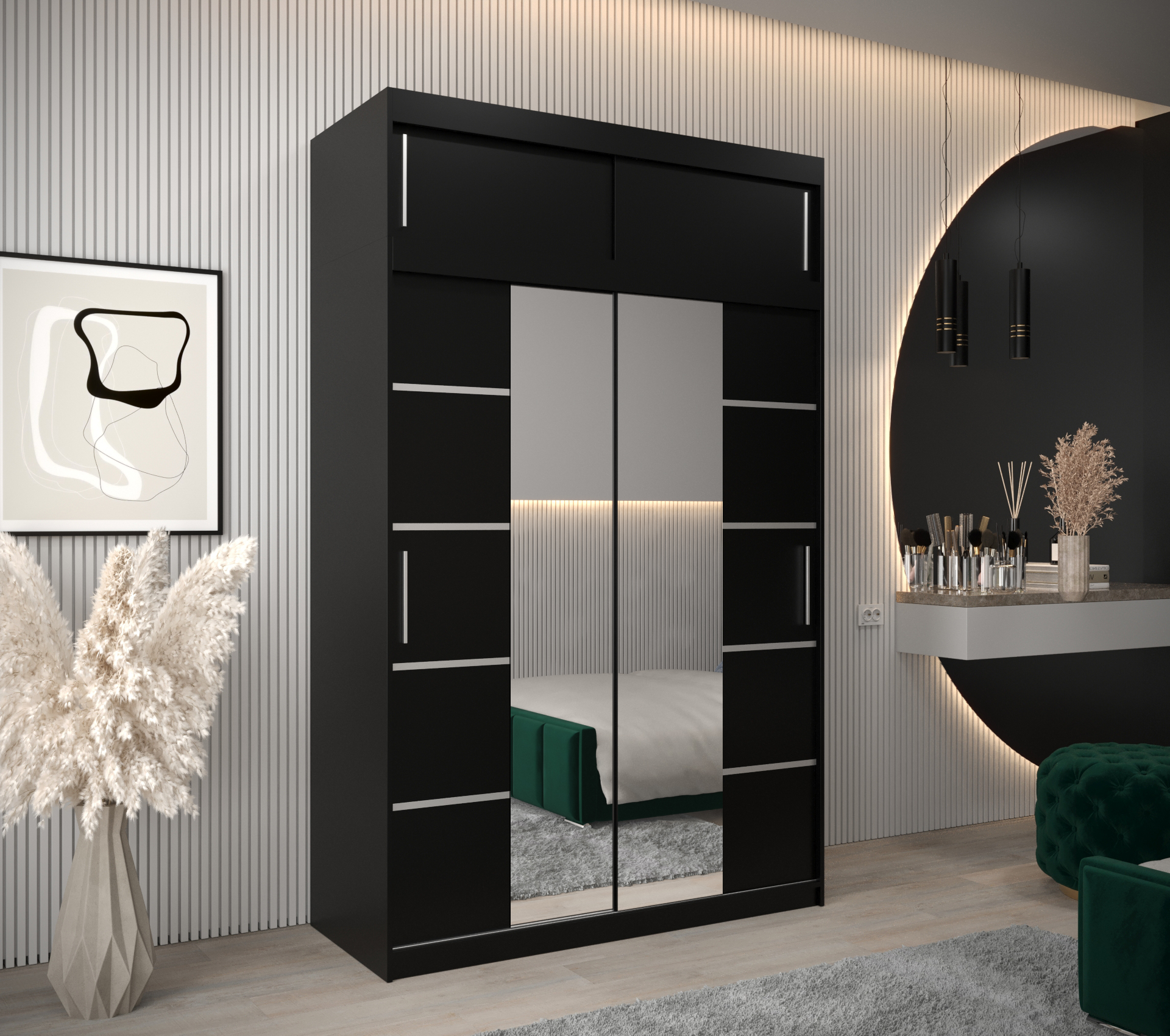 Šatní skříň Abi V4 s nástavcem Barva korpusu: Černá