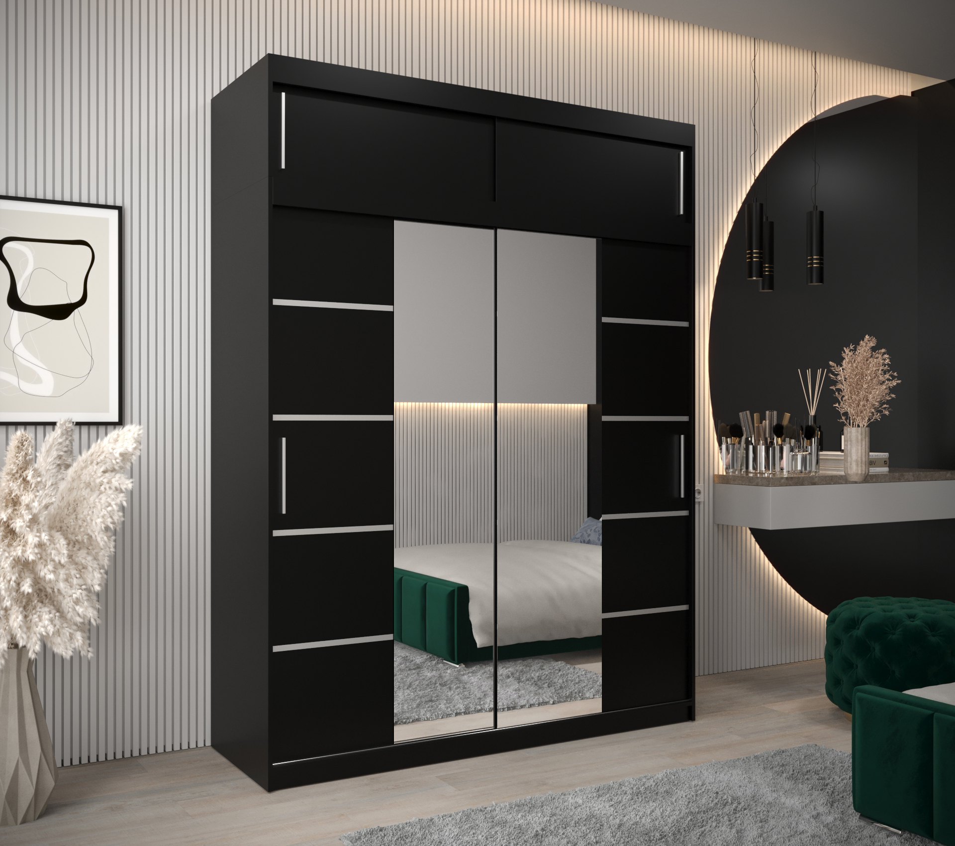 Šatní skříň Abi V4 s nástavcem Barva korpusu: Černá