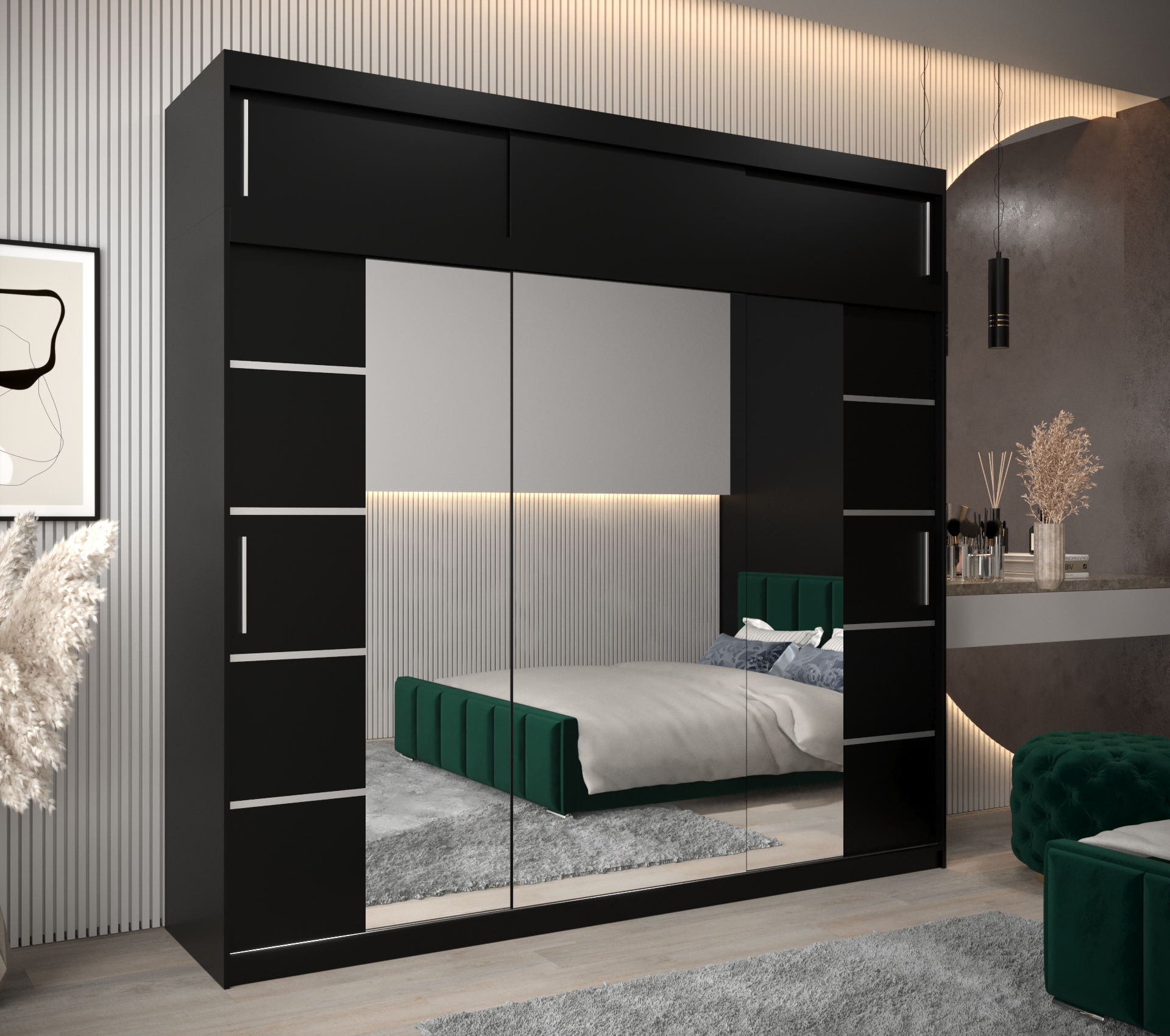 Šatní skříň Abi V4 s nástavcem Barva korpusu: Černá