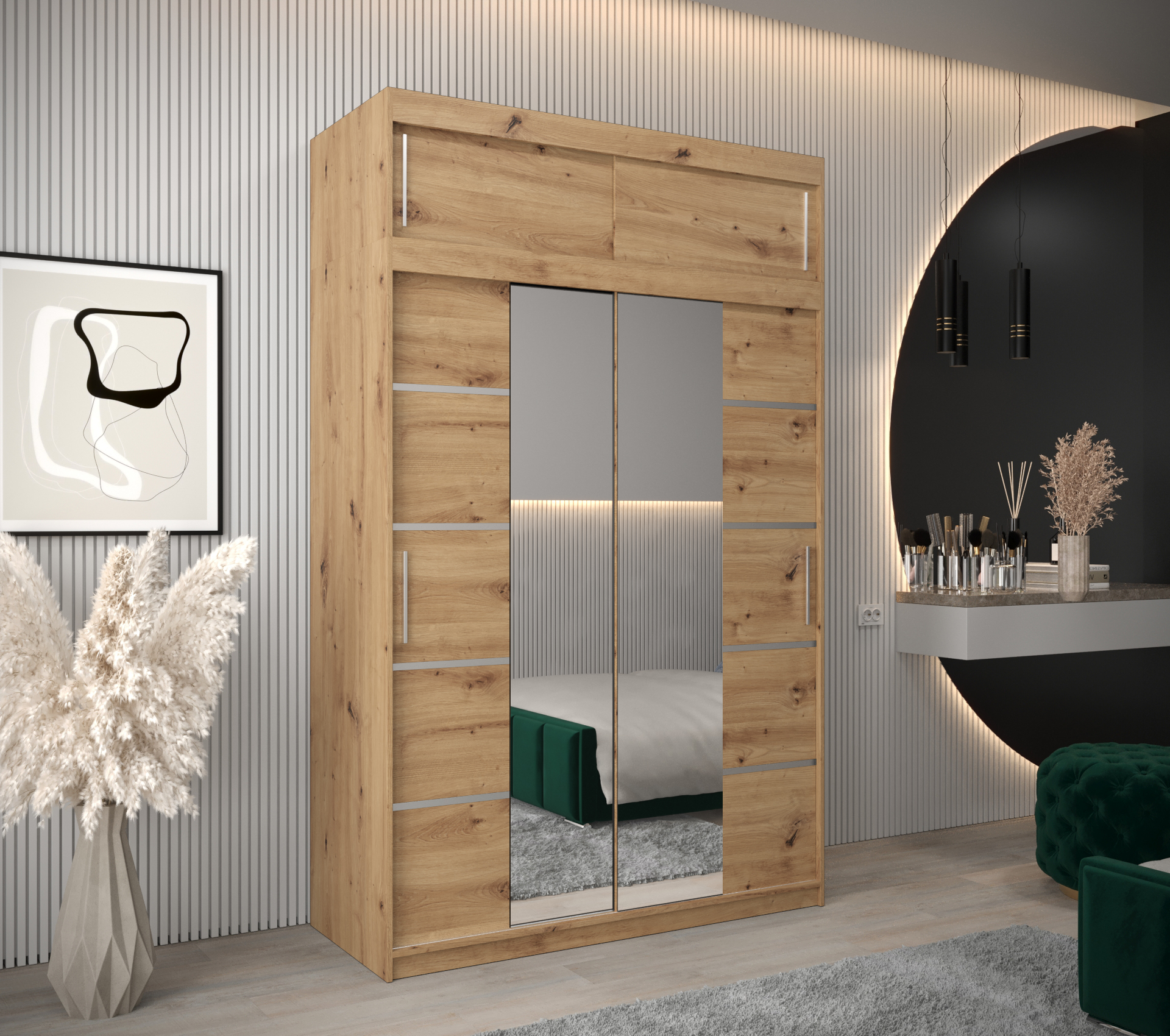 Šatní skříň Abi V4 s nástavcem Barva korpusu: Dub - Artisan