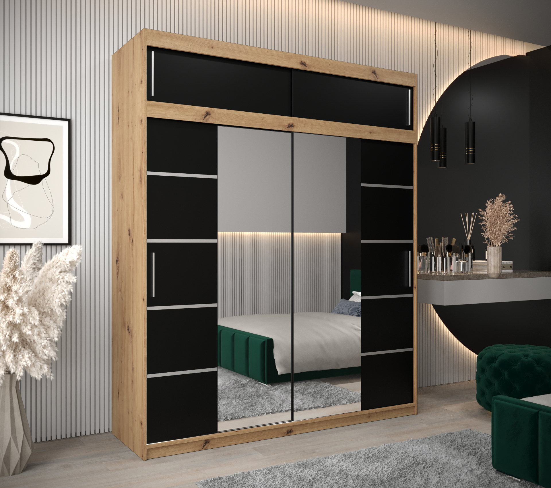 Šatní skříň Abi V4 s nástavcem Barva korpusu: Dub - Artisan