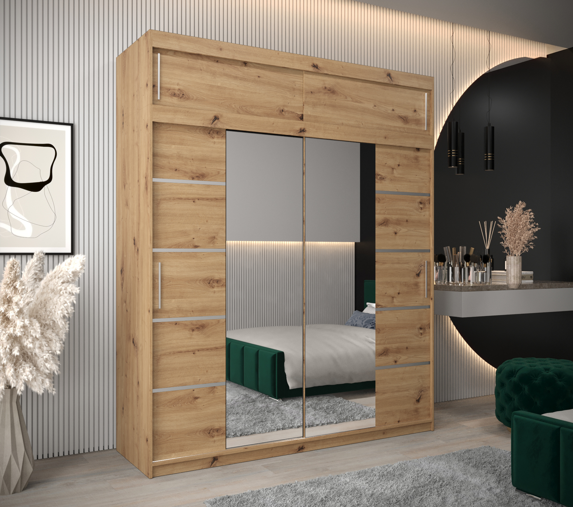 Šatní skříň Abi V4 s nástavcem Barva korpusu: Dub - Artisan