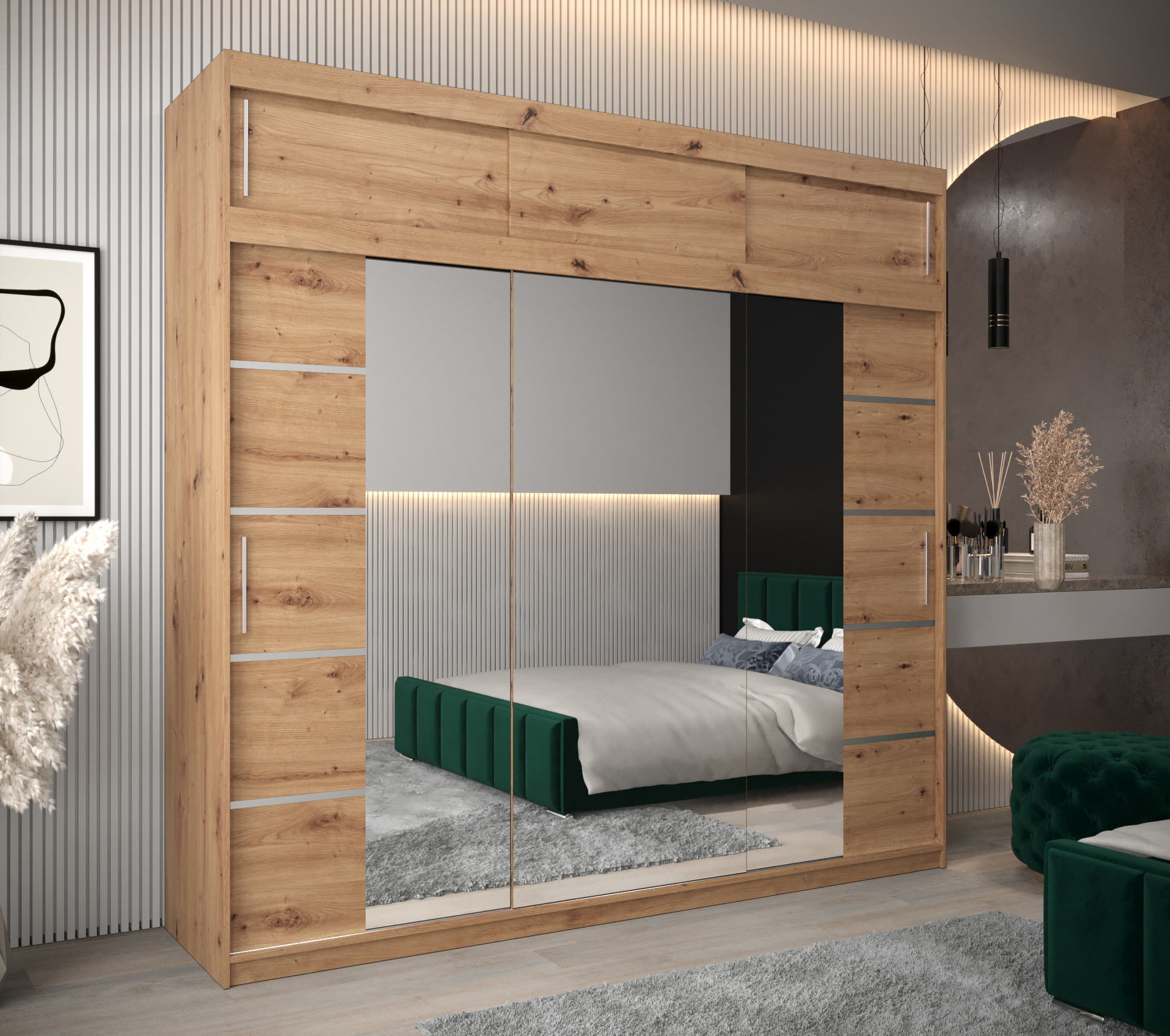 Šatní skříň Abi V4 s nástavcem Barva korpusu: Dub - Artisan