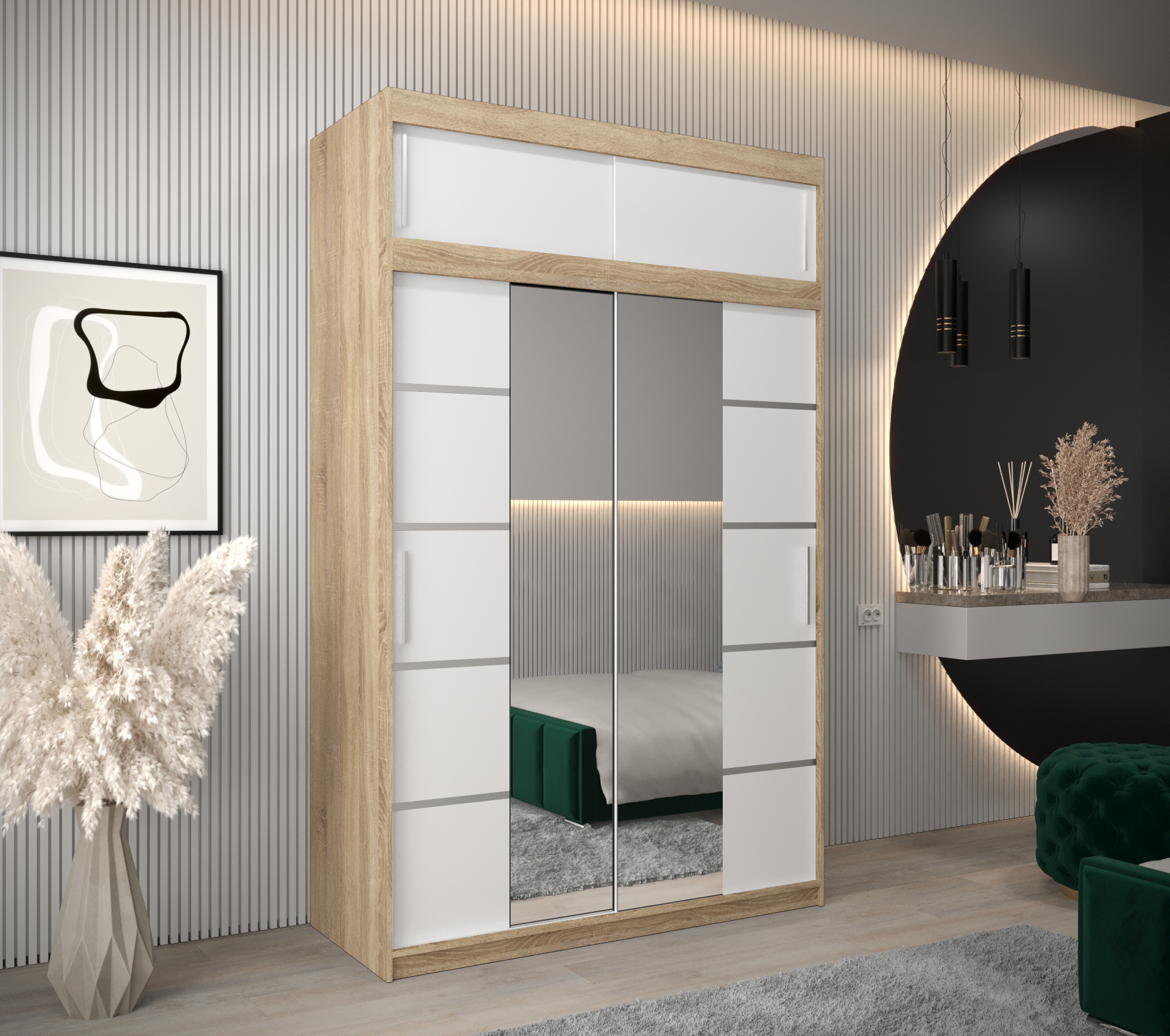 Šatní skříň Abi V4 s nástavcem Barva korpusu: Dub - sonoma