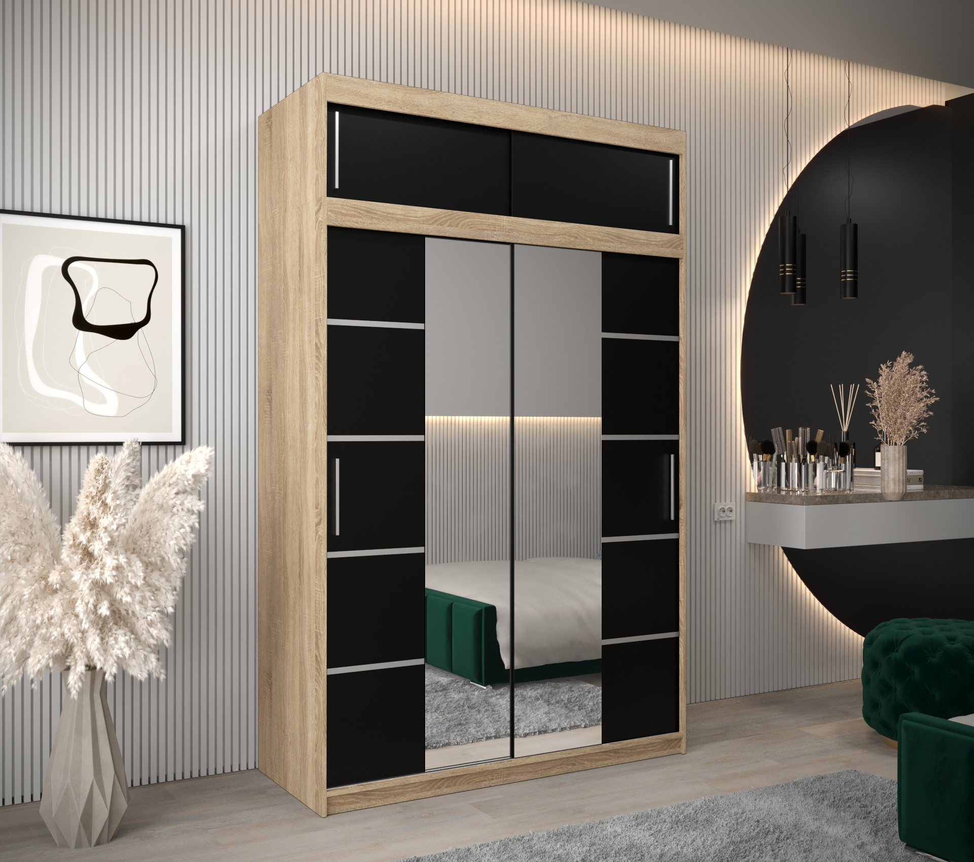 Šatní skříň Abi V4 s nástavcem Barva korpusu: Dub - sonoma