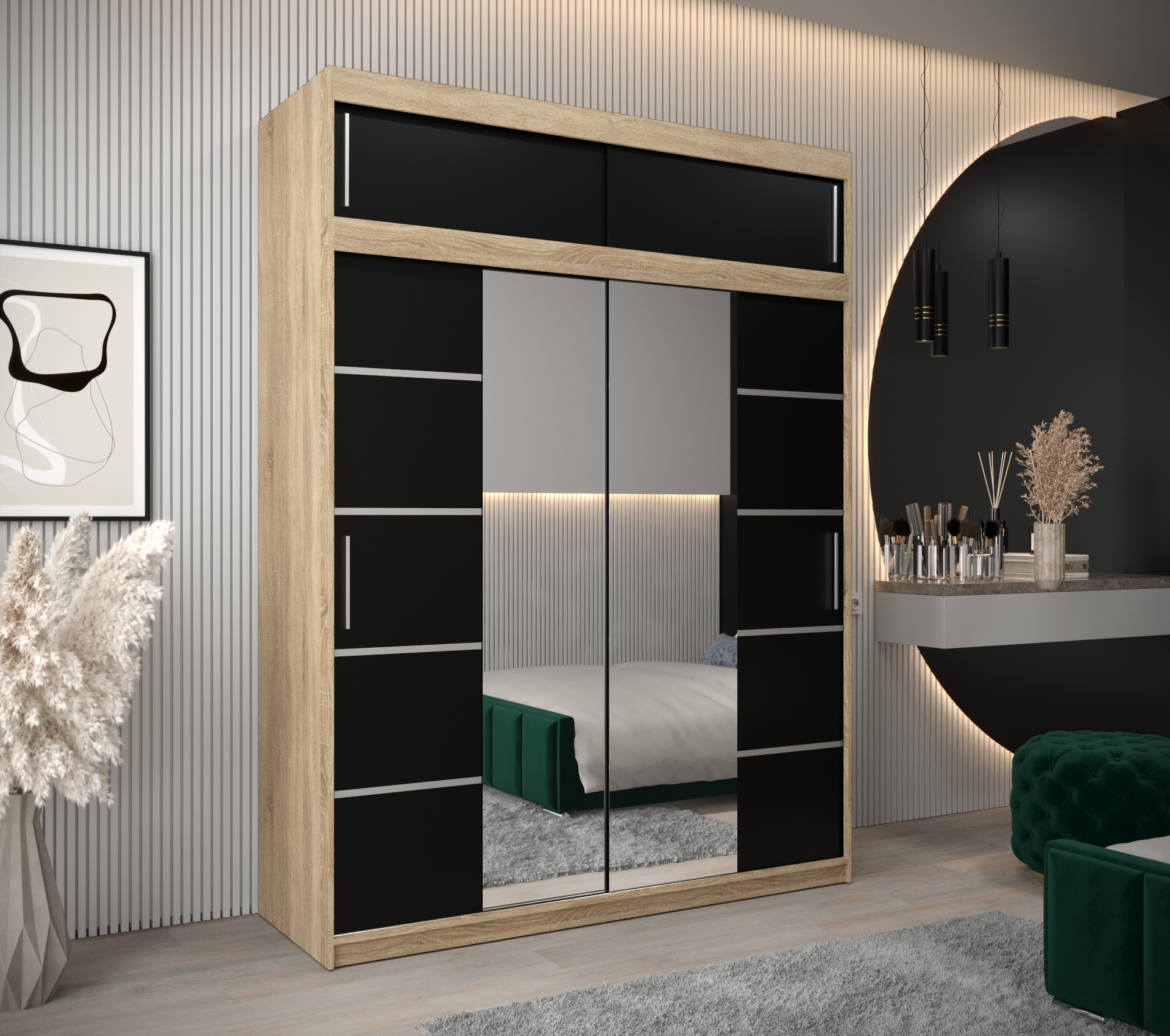 Šatní skříň Abi V4 s nástavcem Barva korpusu: Dub - sonoma