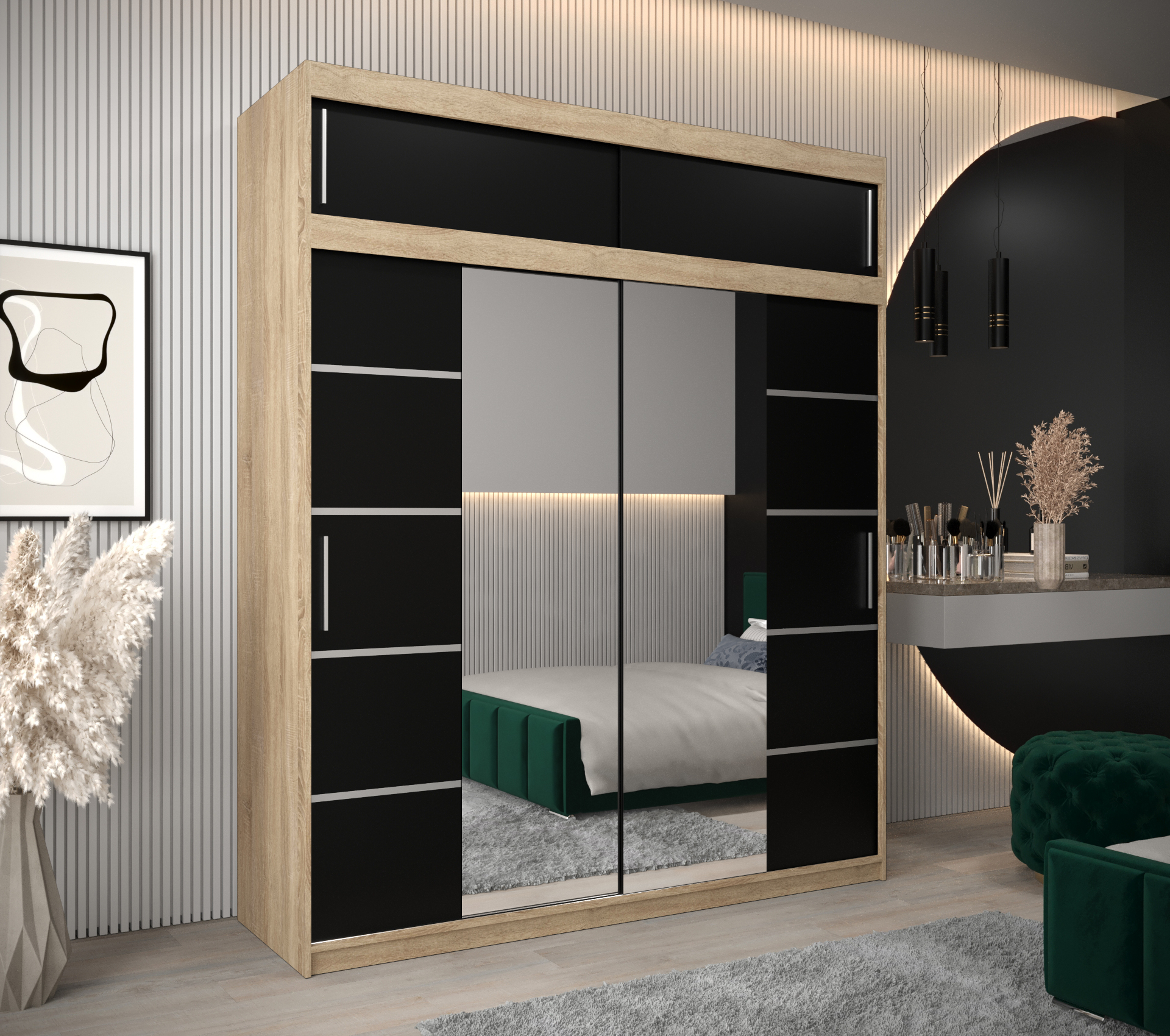 Šatní skříň Abi V4 s nástavcem Barva korpusu: Dub - sonoma