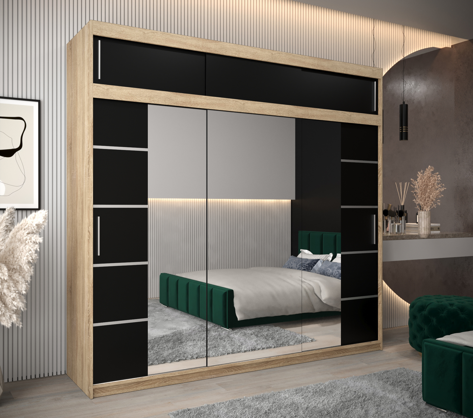 Šatní skříň Abi V4 s nástavcem Barva korpusu: Dub - sonoma