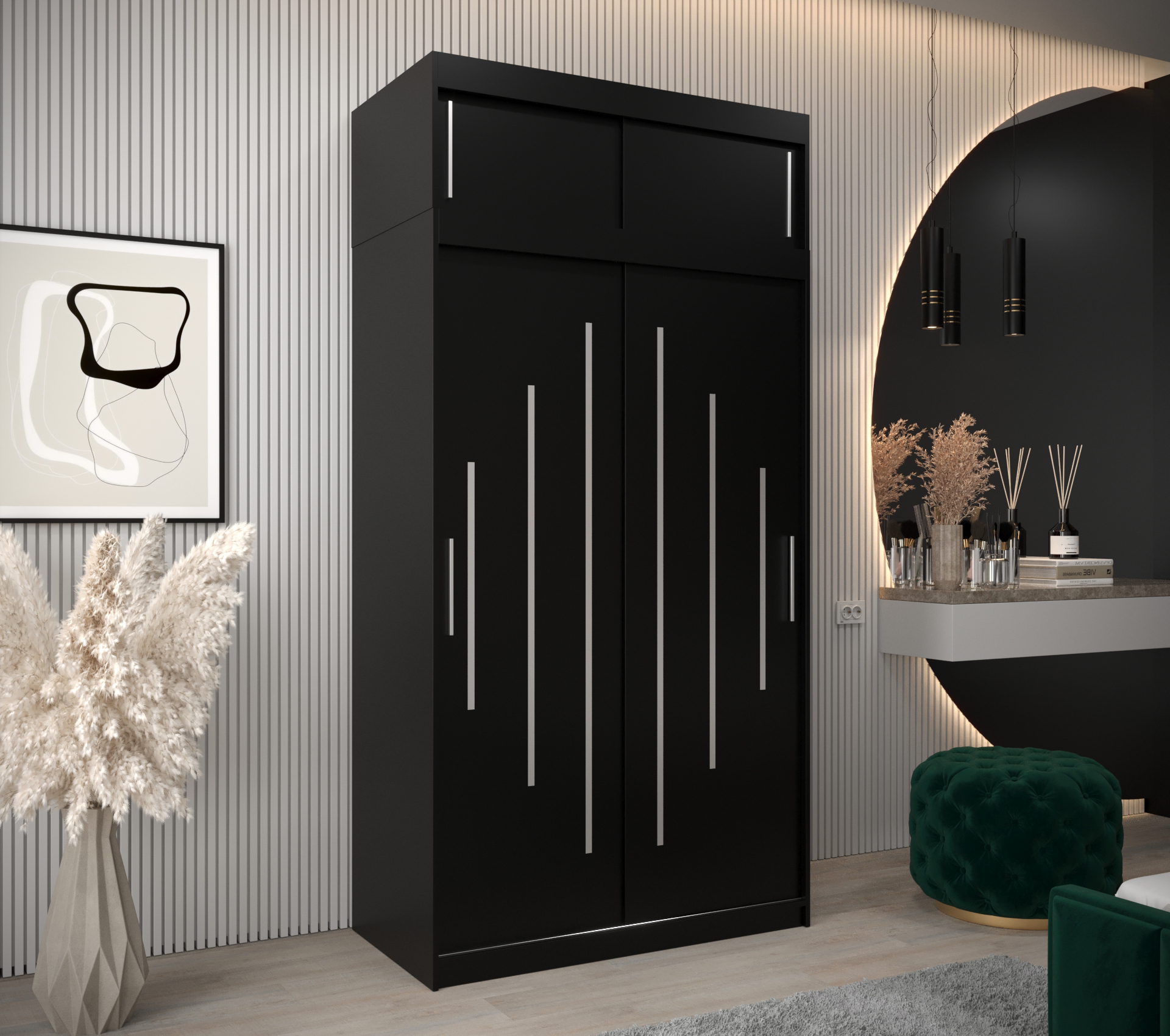 Šatní skříň Abi Y0 s nástavcem Barva korpusu: Černá