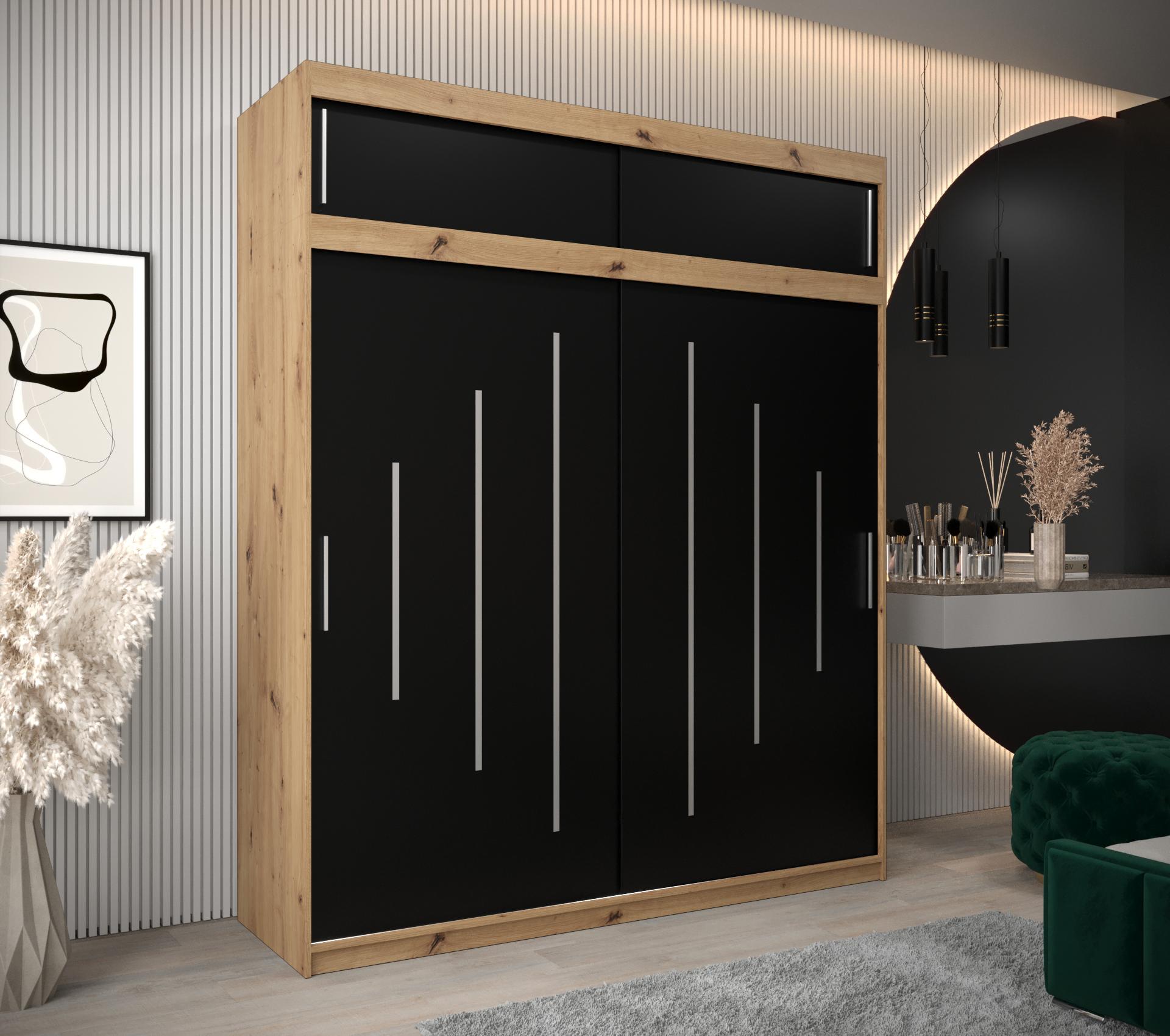 Šatní skříň Abi Y0 s nástavcem Barva korpusu: Dub - Artisan