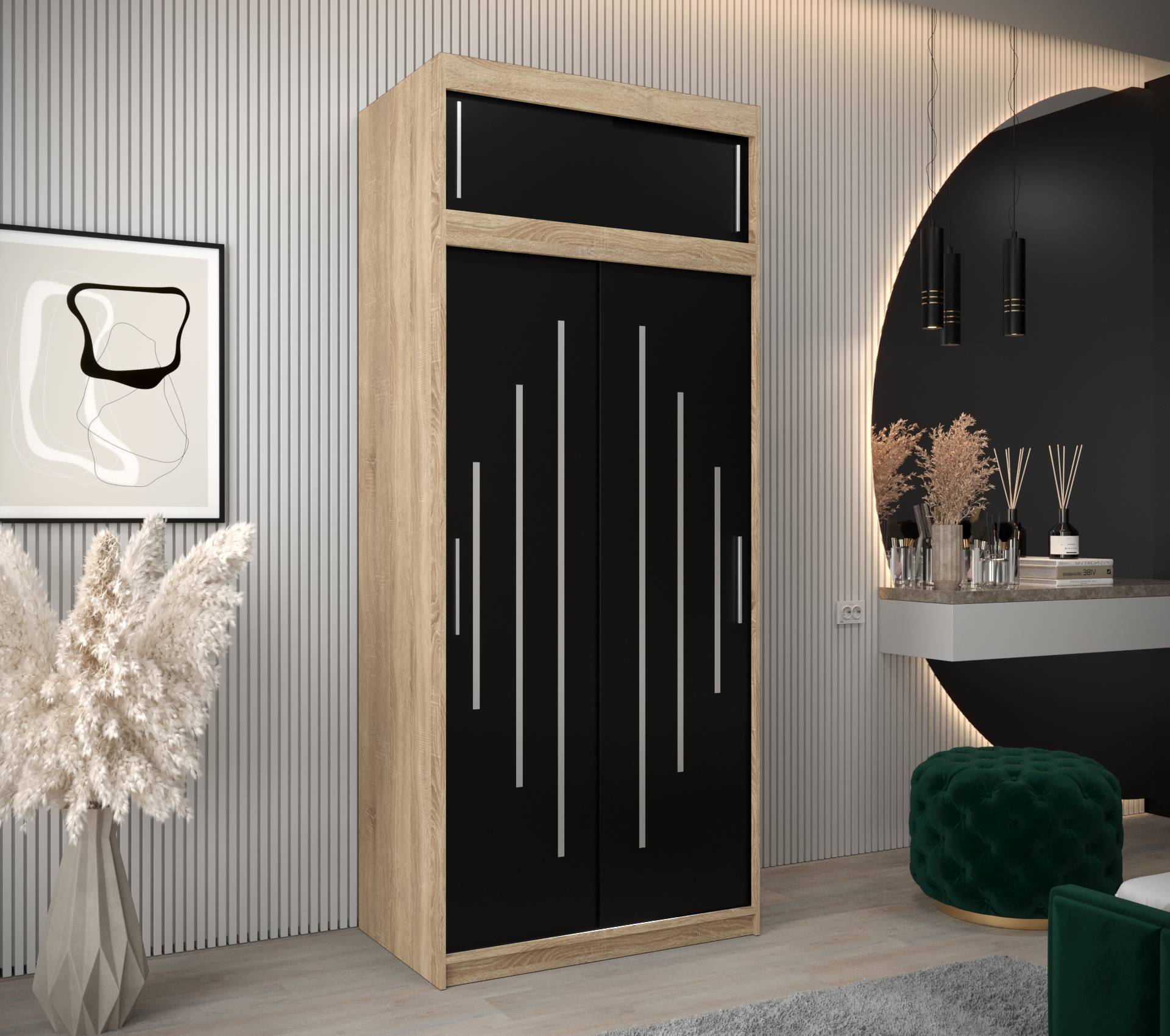 Šatní skříň Abi Y0 s nástavcem Barva korpusu: Dub - sonoma